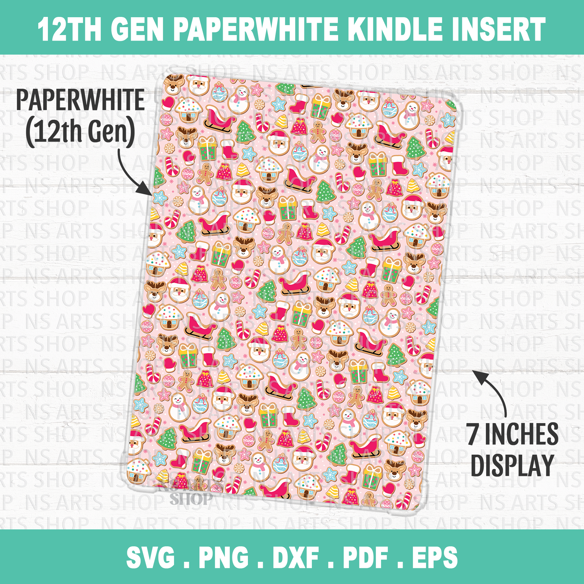 Christmas Kindle Insert PNG 12th Gen