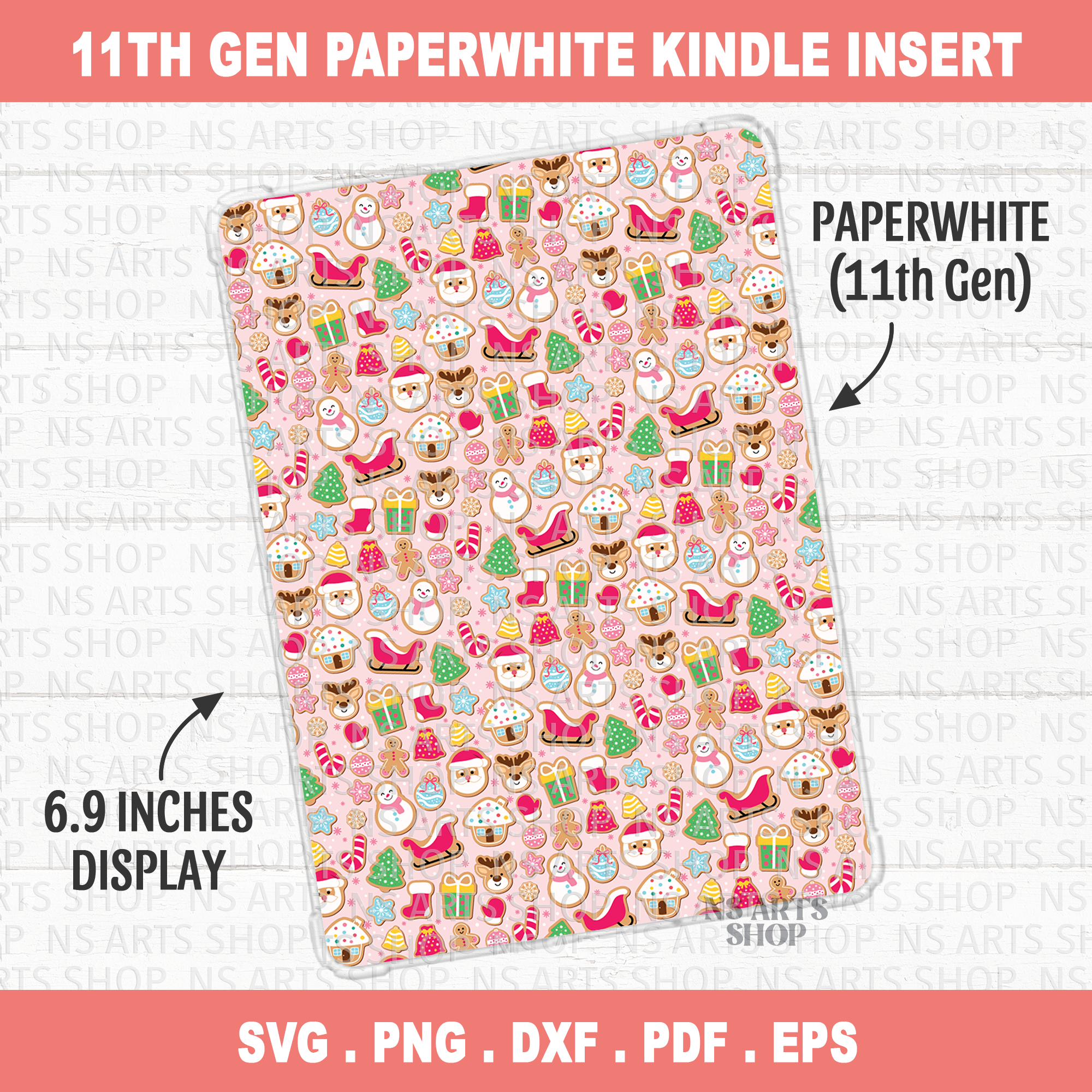 Christmas Kindle Insert PNG 11th Gen