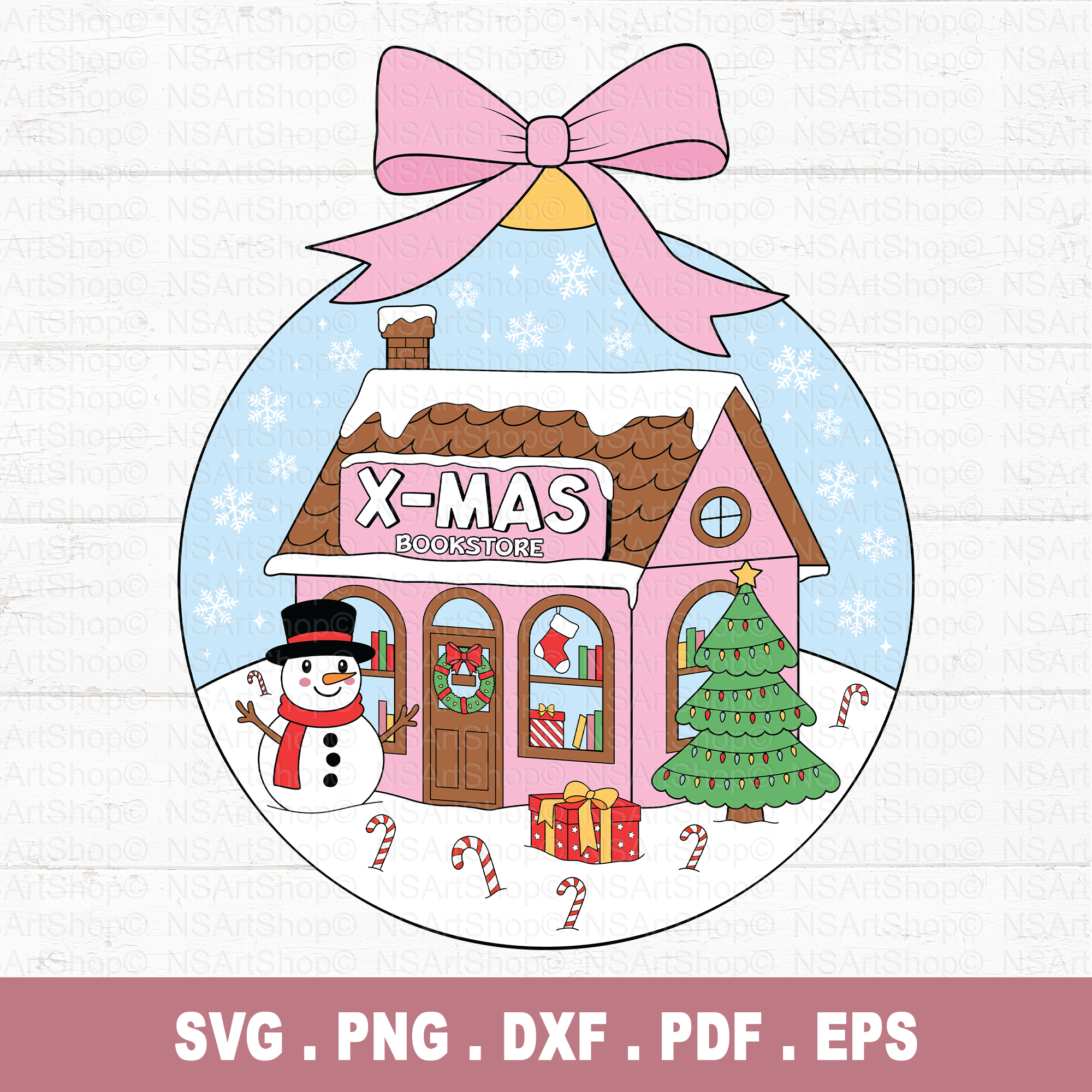 Christmas Bookshop Ornament SVG PNG