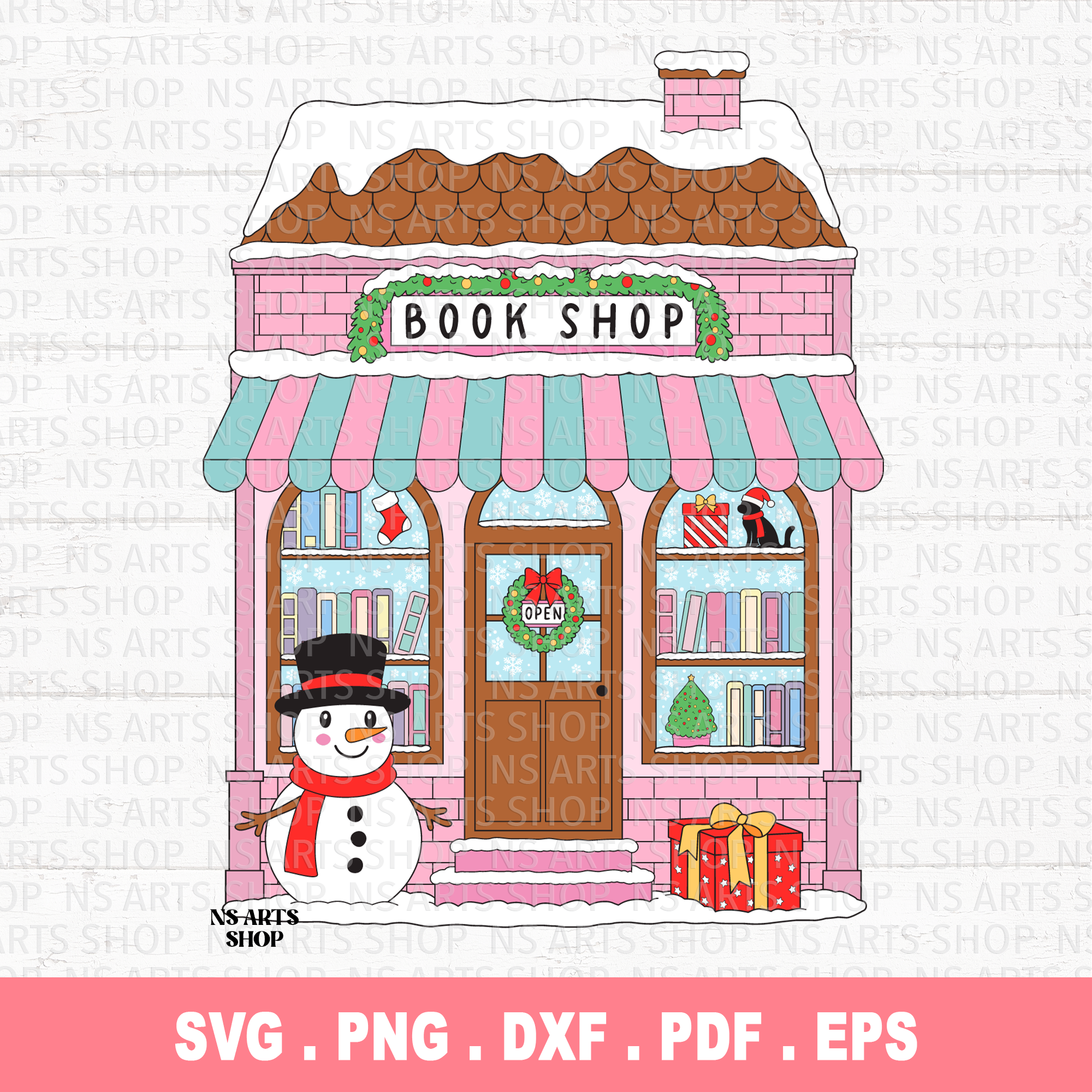 Christmas Bookshop SVG PNG