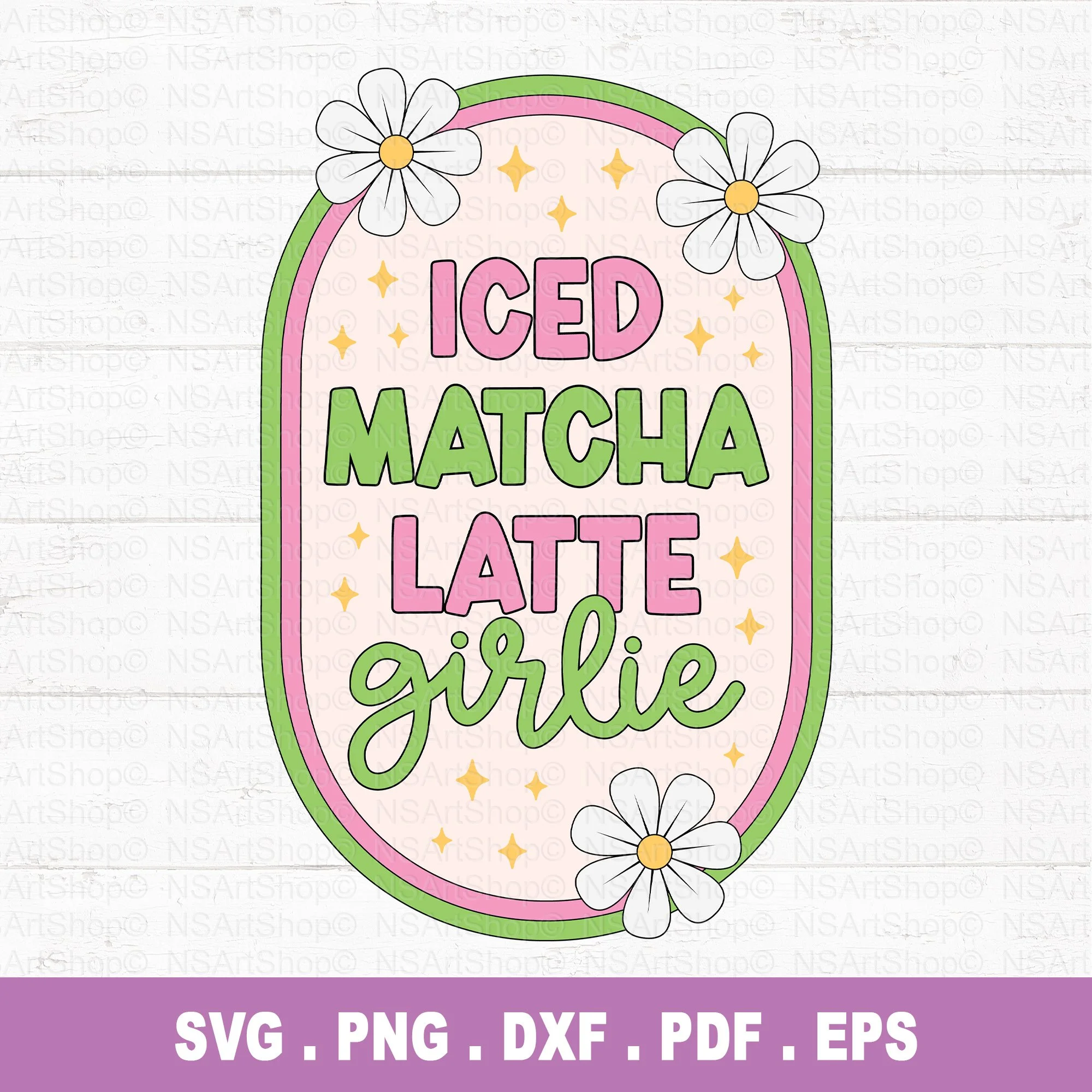Iced Matcha Latte Girlie SVG / PNG