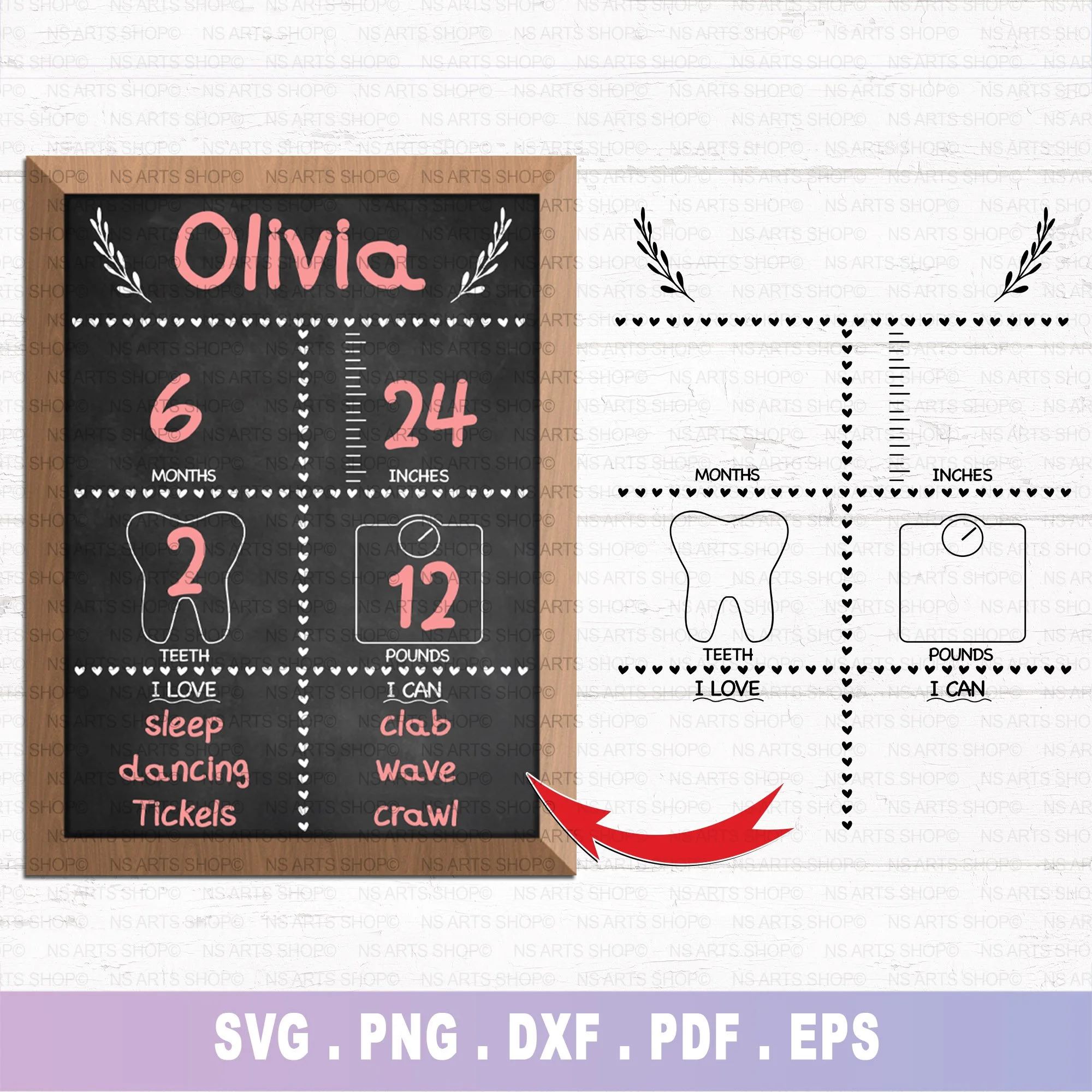 Baby Milestone Board SVG