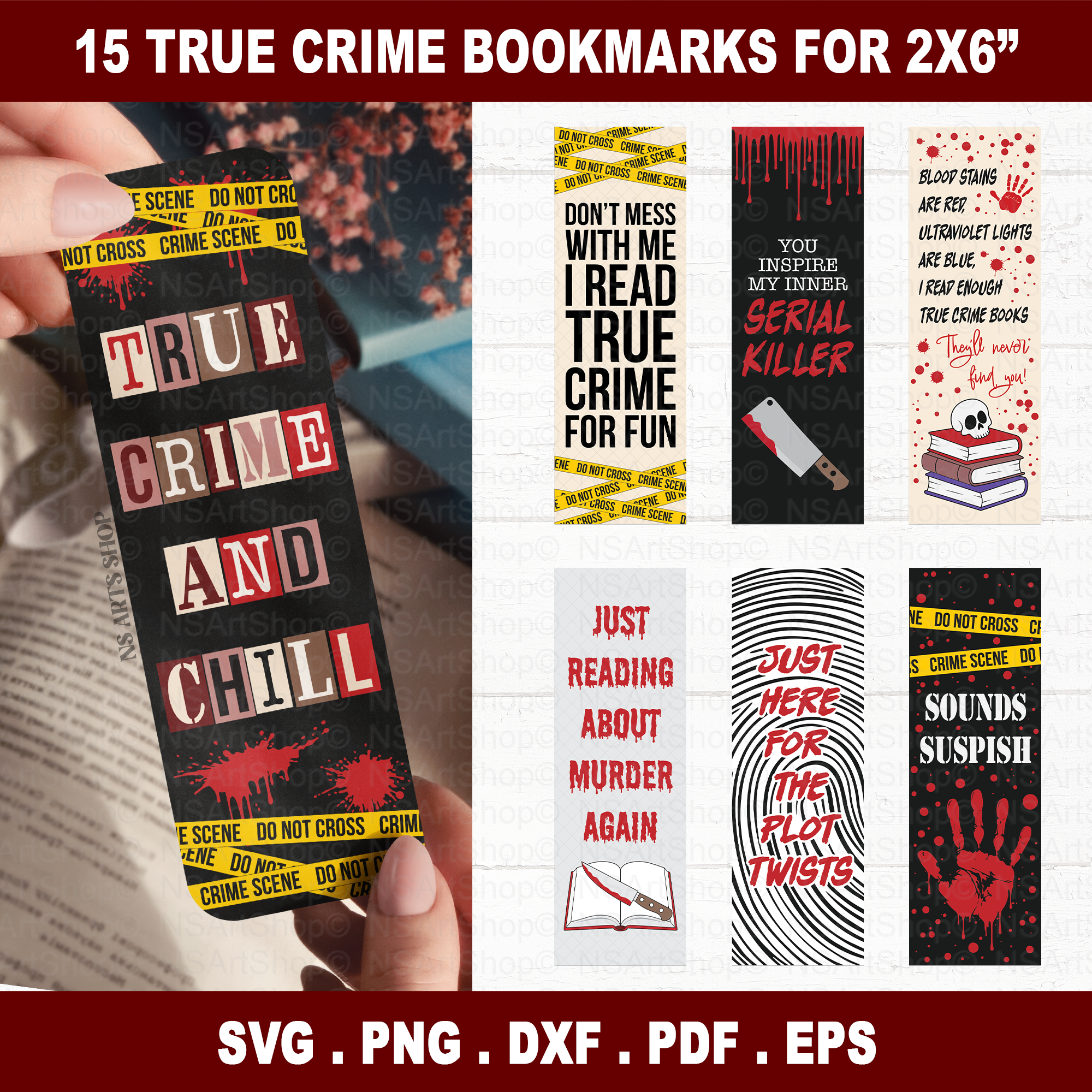 True Crime Bookmark PNG / SVG Designs