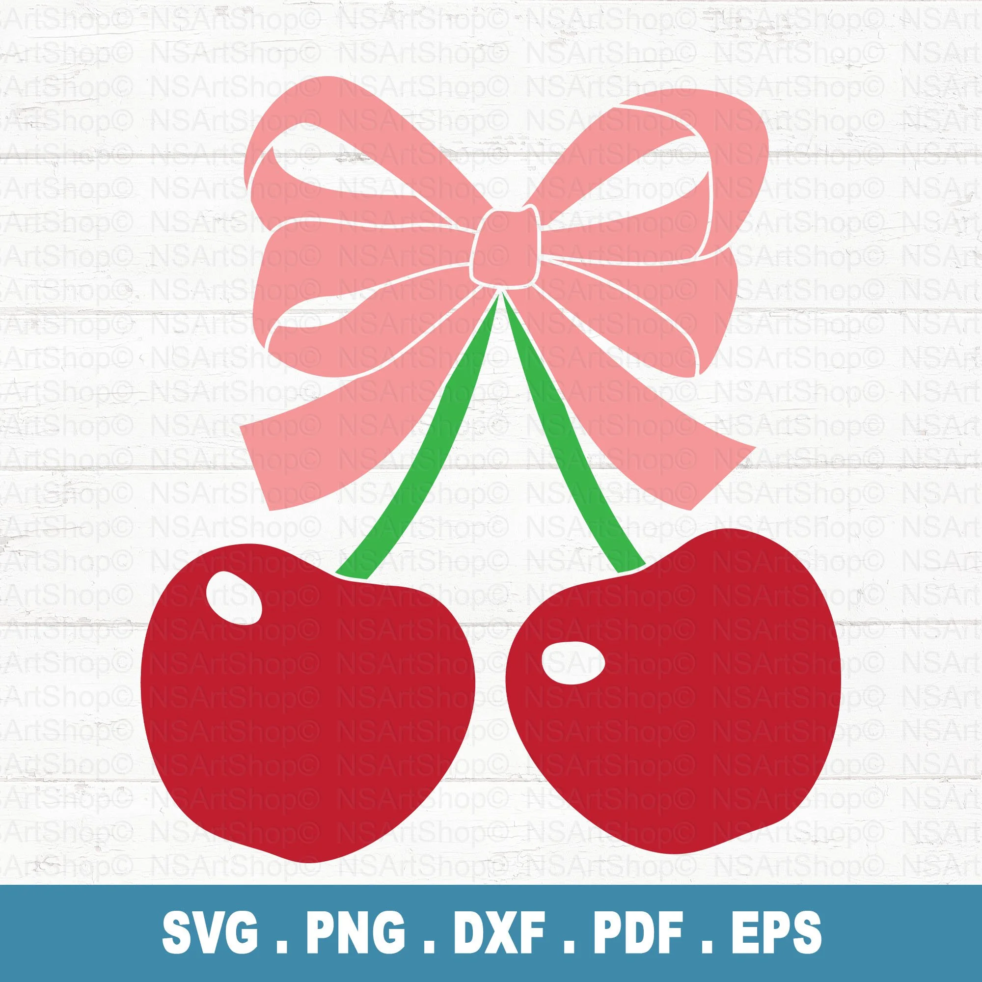 Cherries with Bow SVG