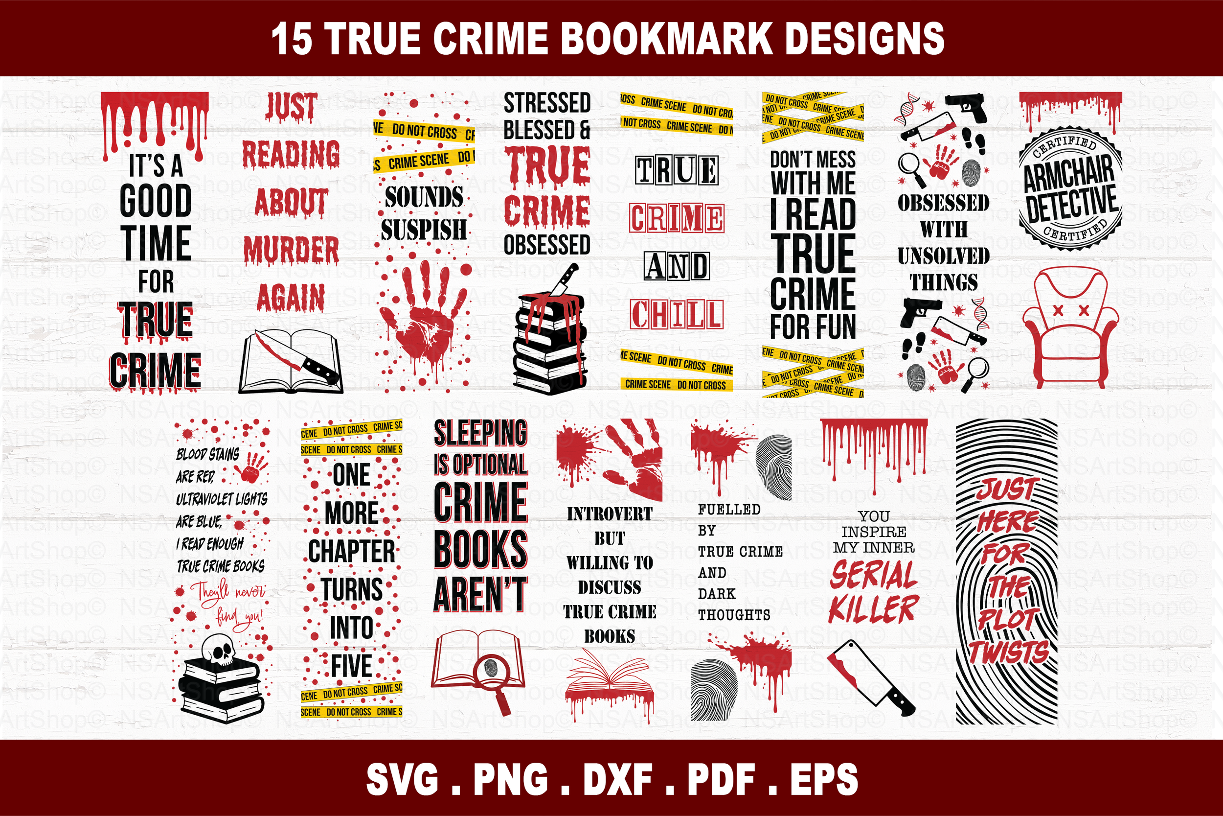 True Crime Bookmark SVG Designs Bundle.png