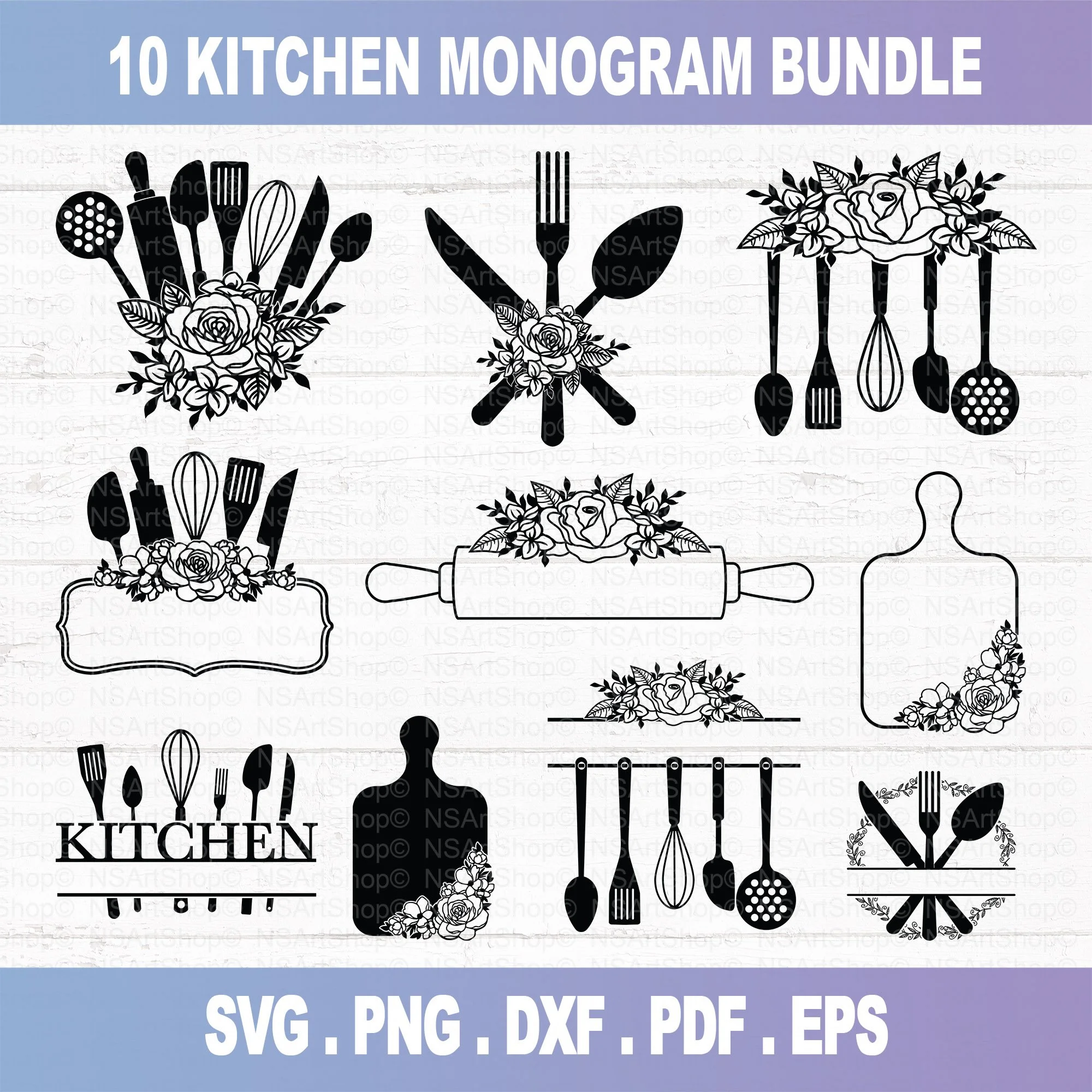 Kitchen Monogram SVG Bundle