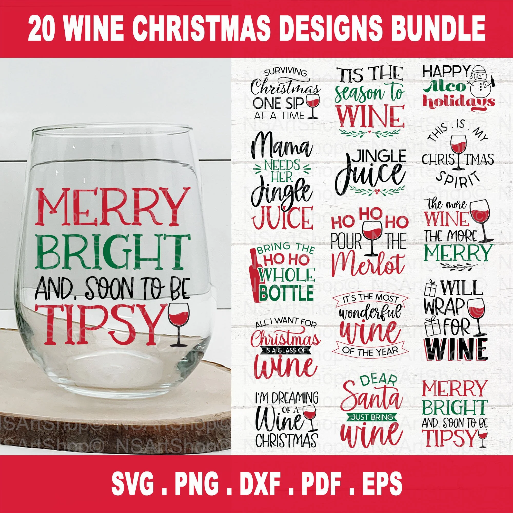 Christmas Wine SVG Bundle