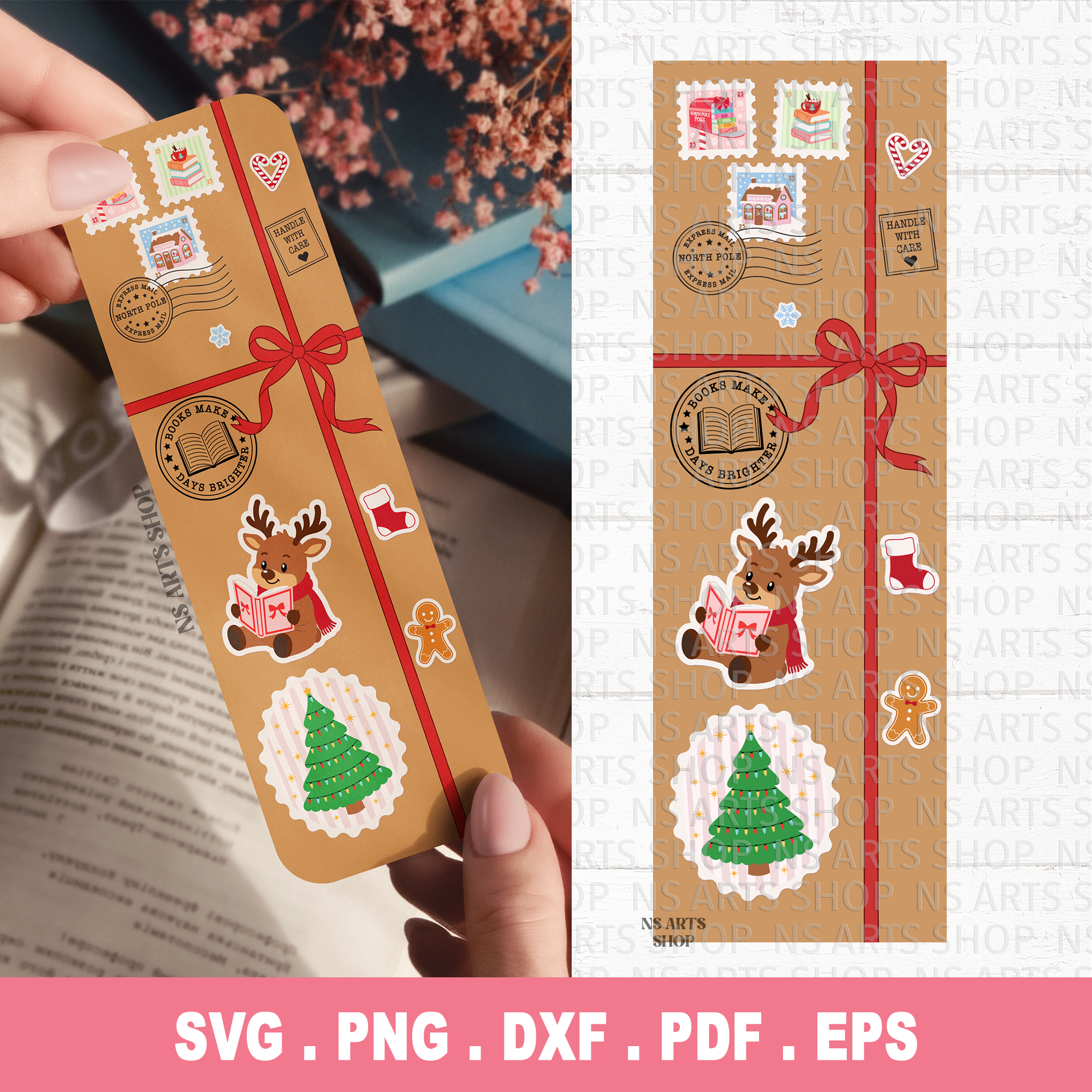Christmas Gift Bookmark SVG PNG