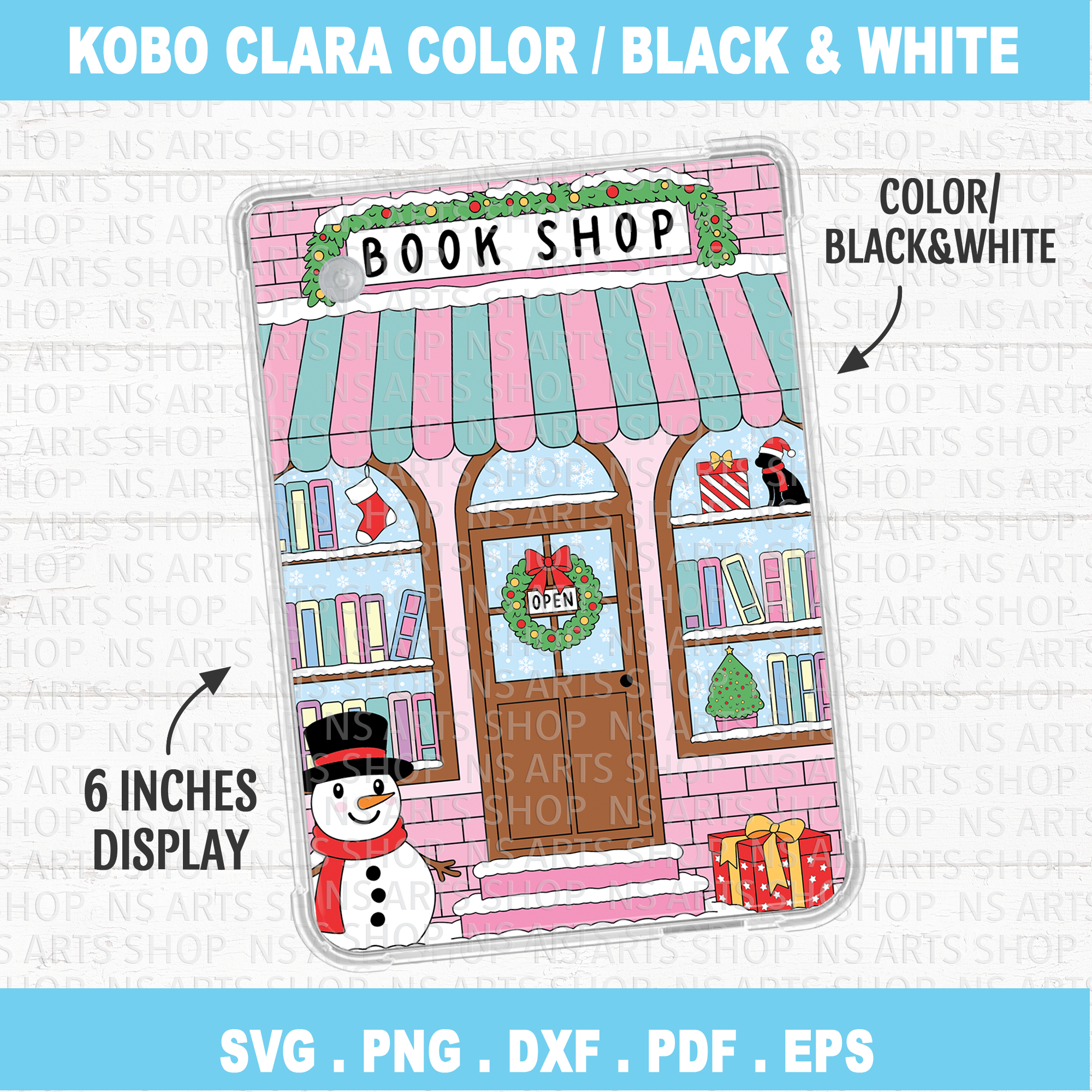 Christmas Bookshop Kobo Clara Colour, Black & White PNG