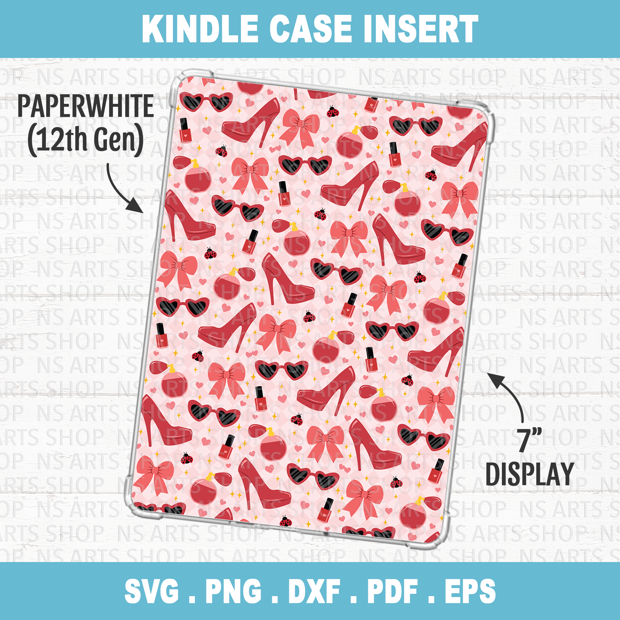 Girly Kindle Insert PNG Paperwhite 12 Gen