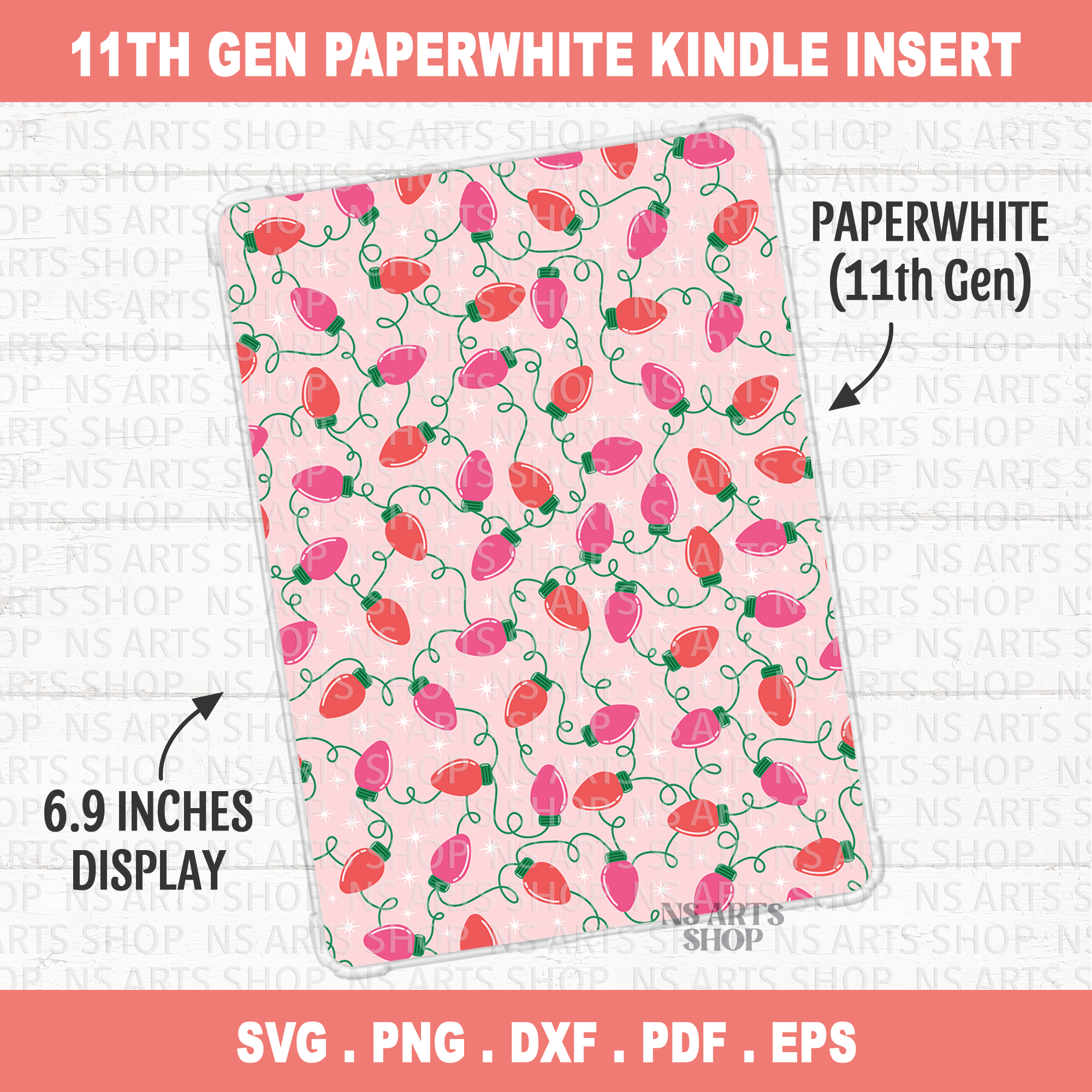 Christmas Lights Kindle paperwhite 11th gen printable png
