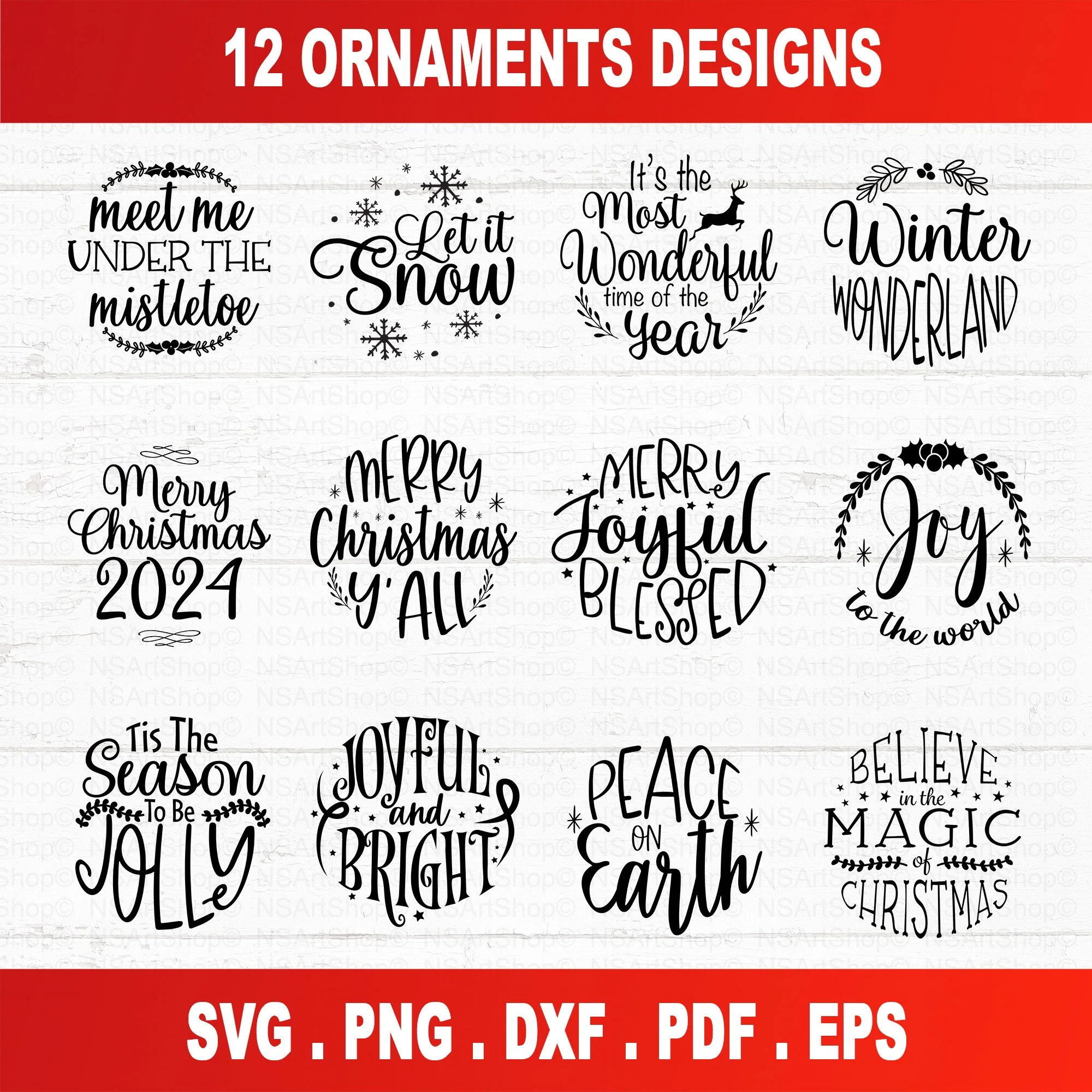 Christmas Ornament SVG Bundle