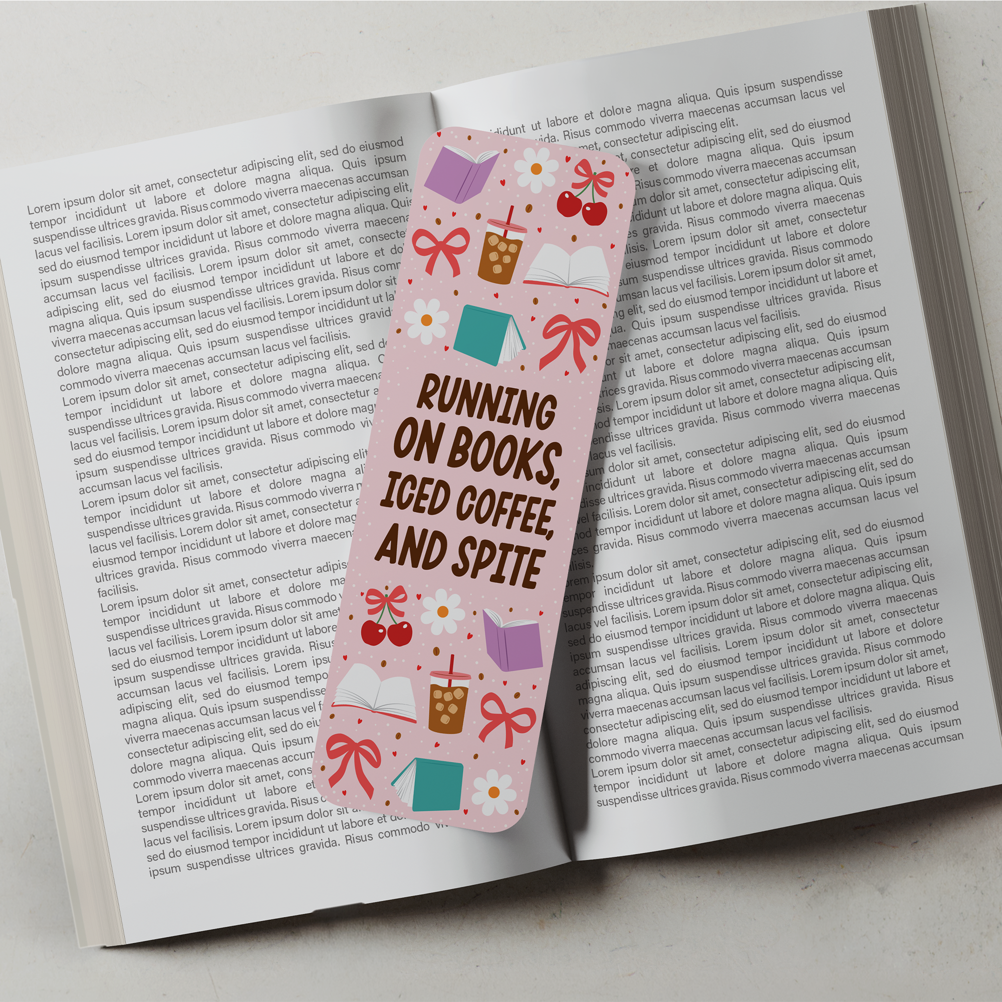 Iced Coffee, Books, And Spite Bookmark