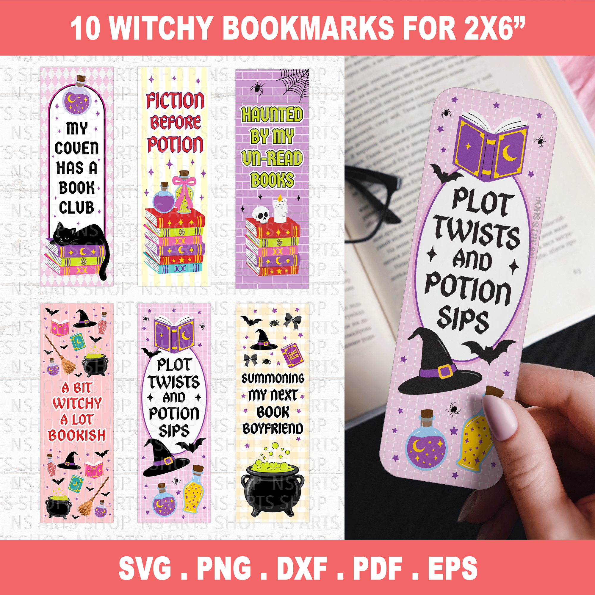 Witch Bookmark SVG PNG Bundle