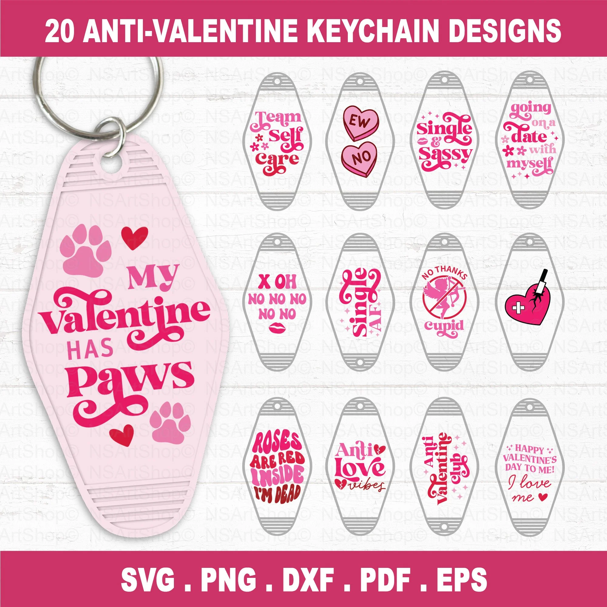 Anti Valentine Keychain SVG Bundle