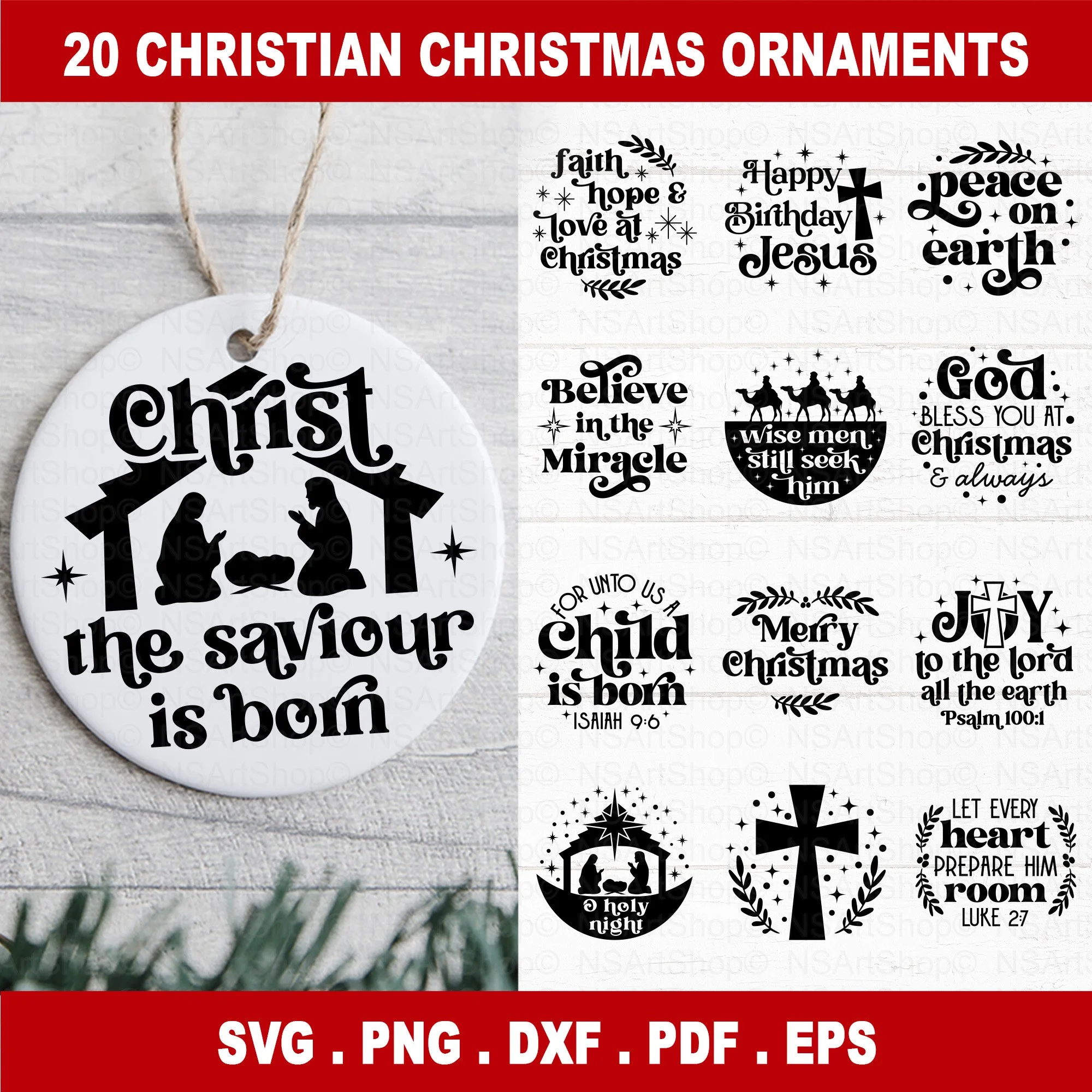 Christian Christmas Ornament SVG Bundle