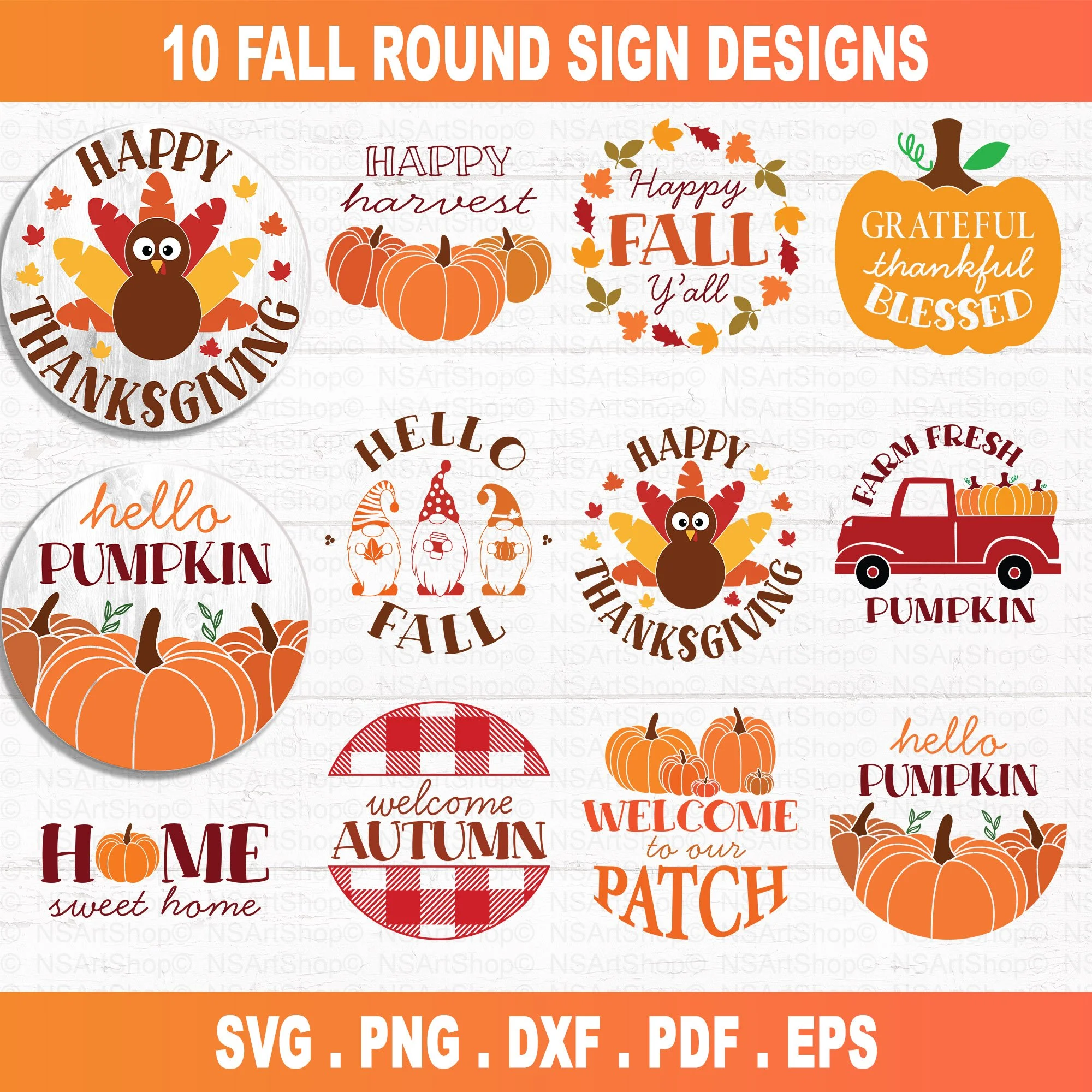 Fall Round SVG Bundle,