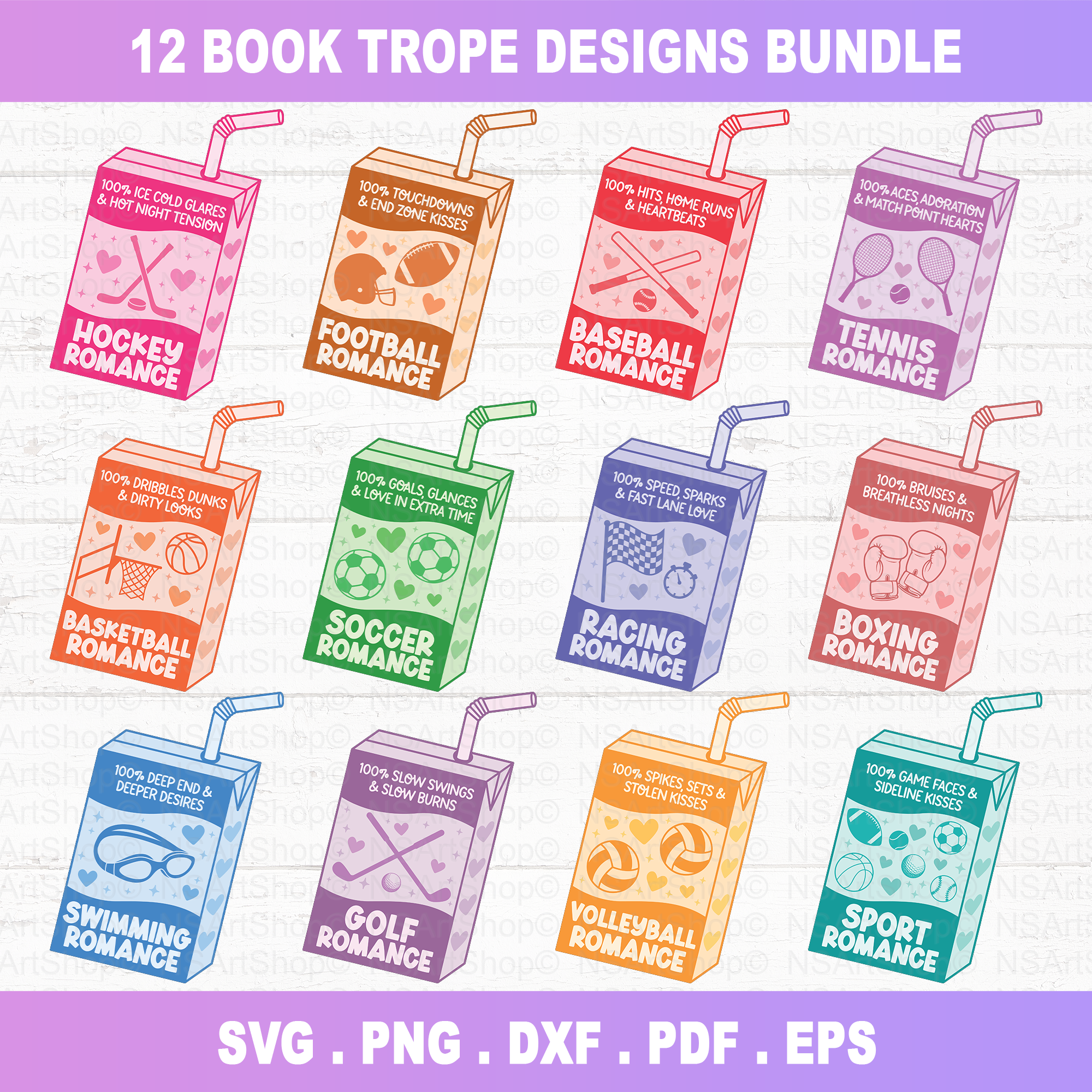Book Trope Juice Box PNG SVG Bundle