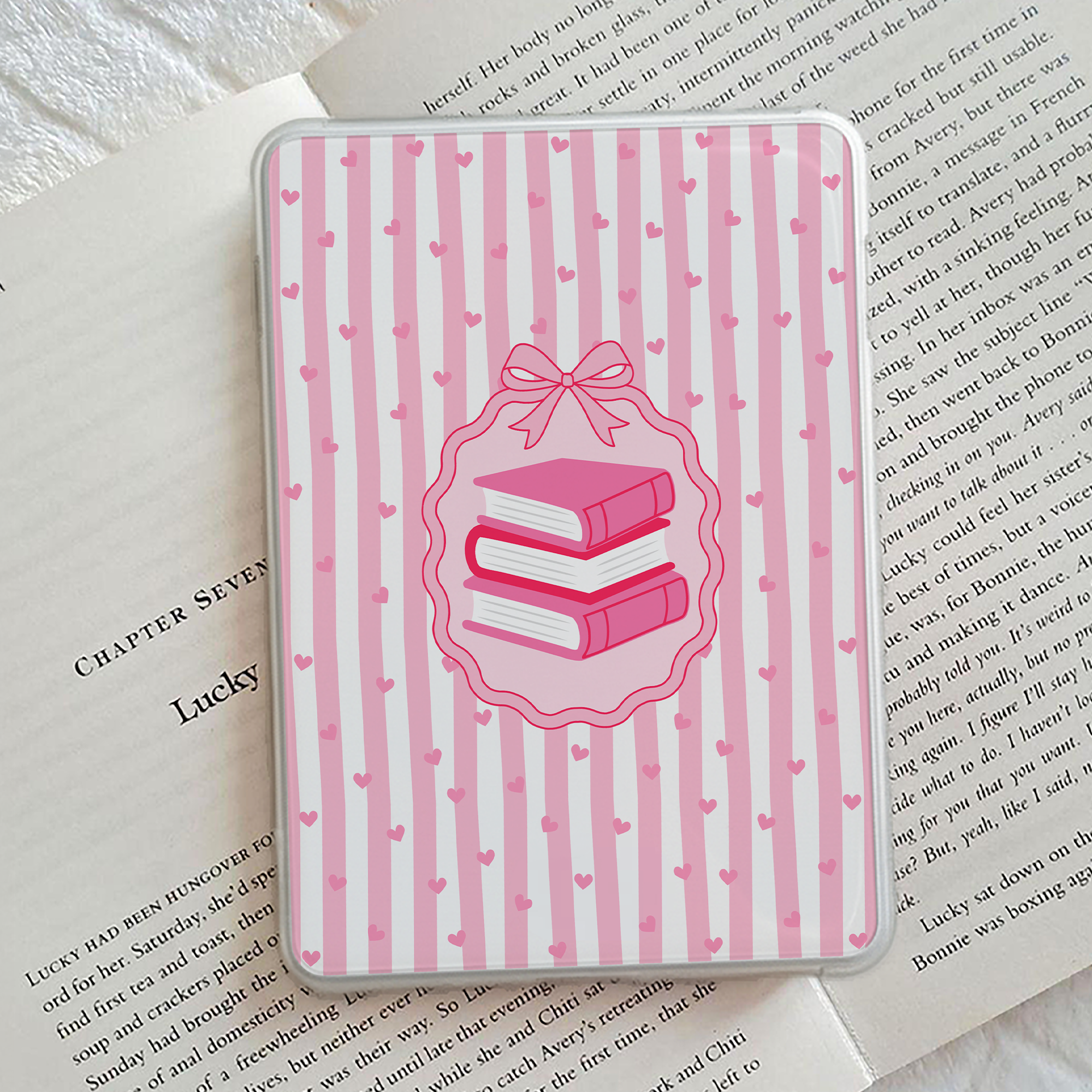 Coquette Stripes Books Bow Kindle Case Insert