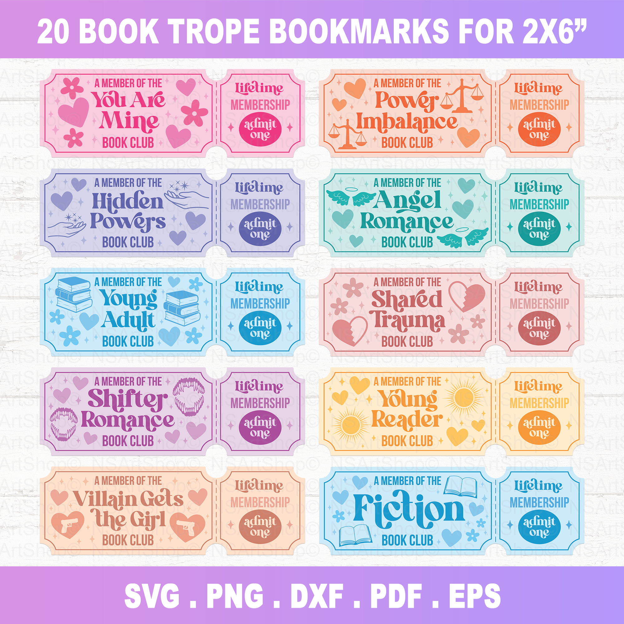 Book Tropes Bookmark SVG PNG Bundle