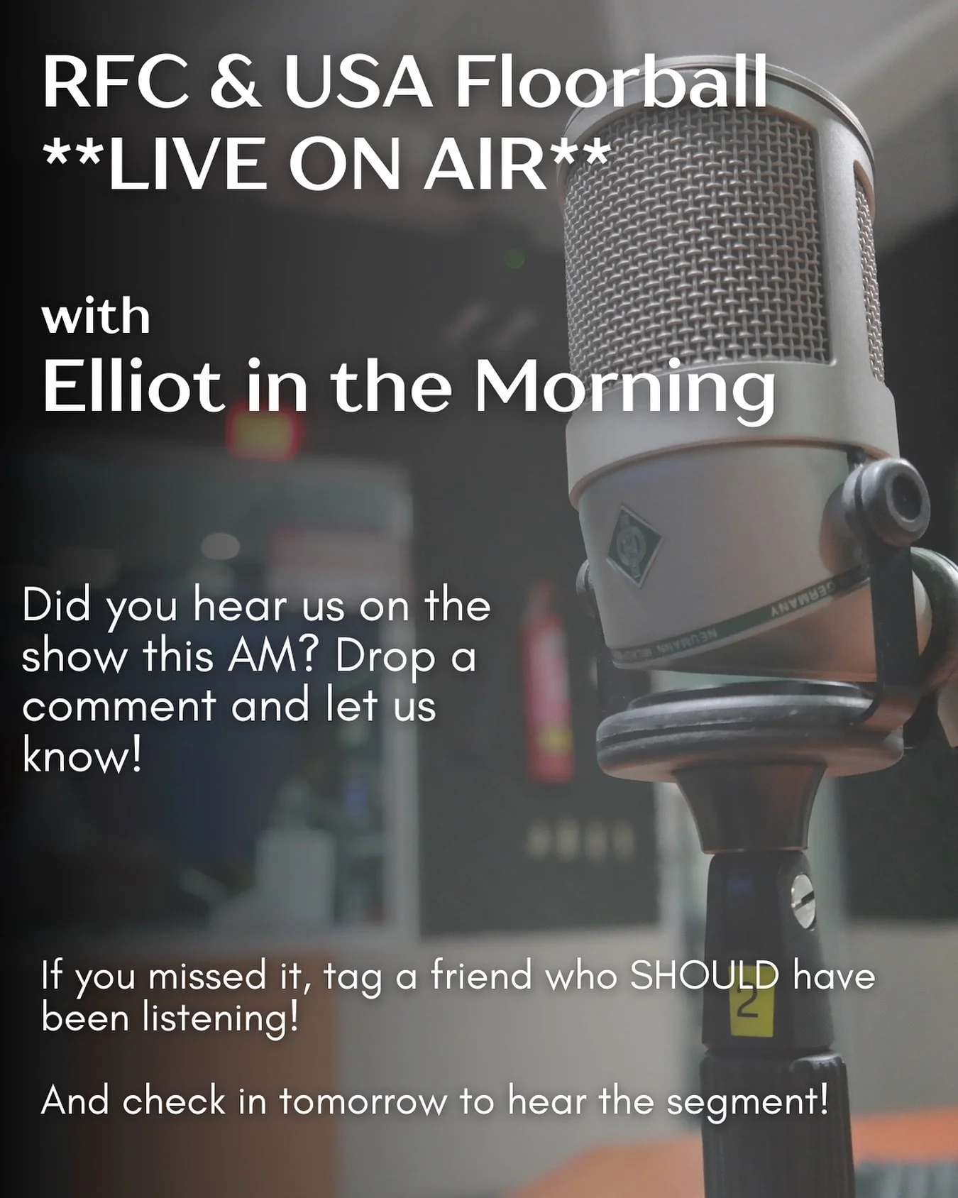MONDAY 10/13 Barton Memorial Rink 7pm fundraiser begins! Register on our homepage! Link in bio.

We were just live on air this morning on Elliot in the Morning &mdash; Richmond Floorball + USA Floorball in the spotlight 🎙️ Big thanks to Maggie Glass