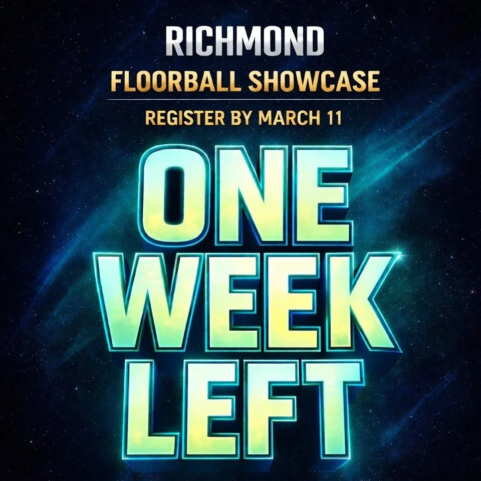 One week until the Richmond Floorball Showcase.

March 13&ndash;15 we&rsquo;re opening the doors at the RCSSC Annex for a full weekend of floorball &mdash; open play, a fast 4v4 tournament, and plenty of chances to jump in and experience the game.

S