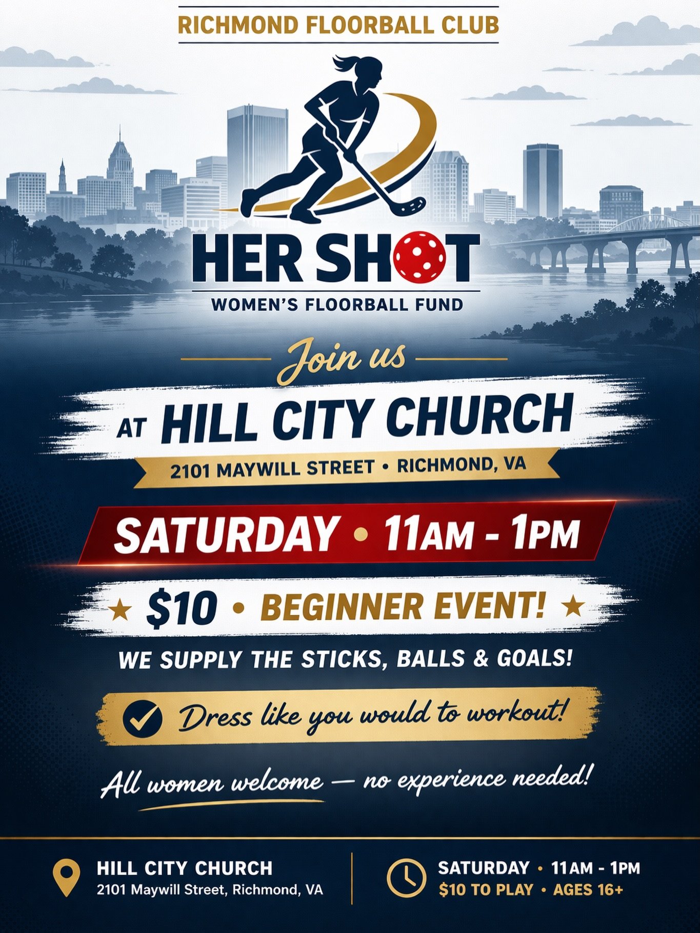 All proceeds support the HerShot Fund, our women-focused effort to expand access and opportunity in floorball. See you on the court!
#richmondvirginia #rvalife #womenpower #hershot #rvathings