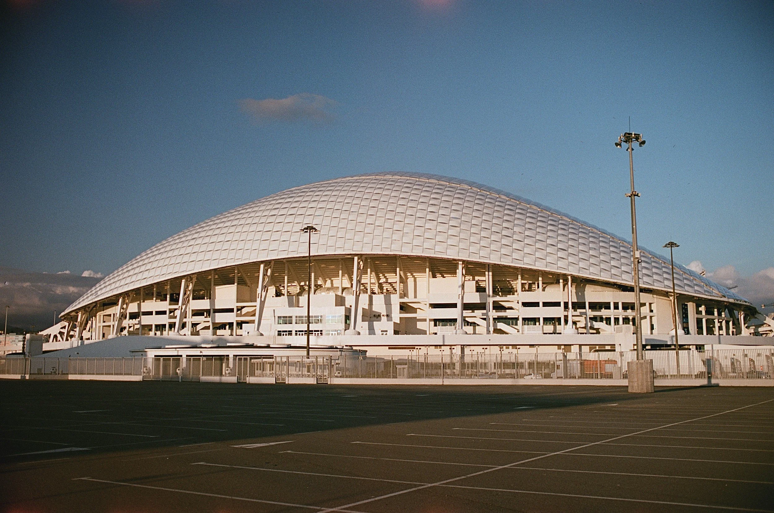 Exterior view of Fisht Olympic Stadium in Sochi, with Populous