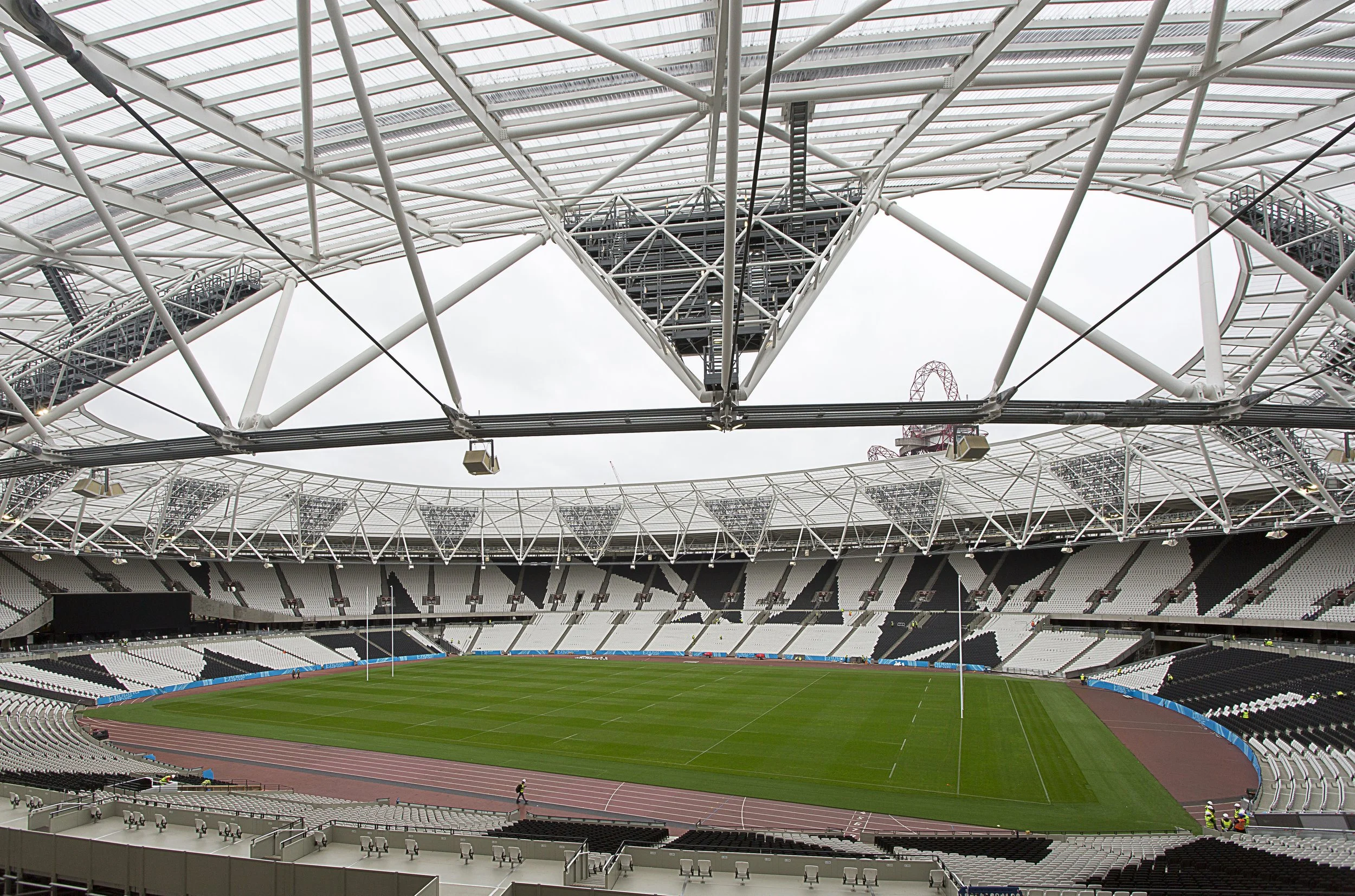 Interior of the London Olympic Stadium following its post-Games conversion, with Populous
