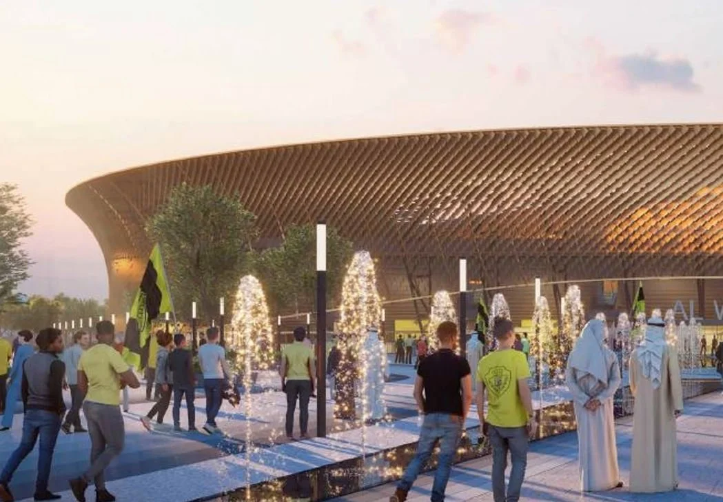 Public plaza and entrance concept for Al Wasl Stadium in Dubai, with P+T