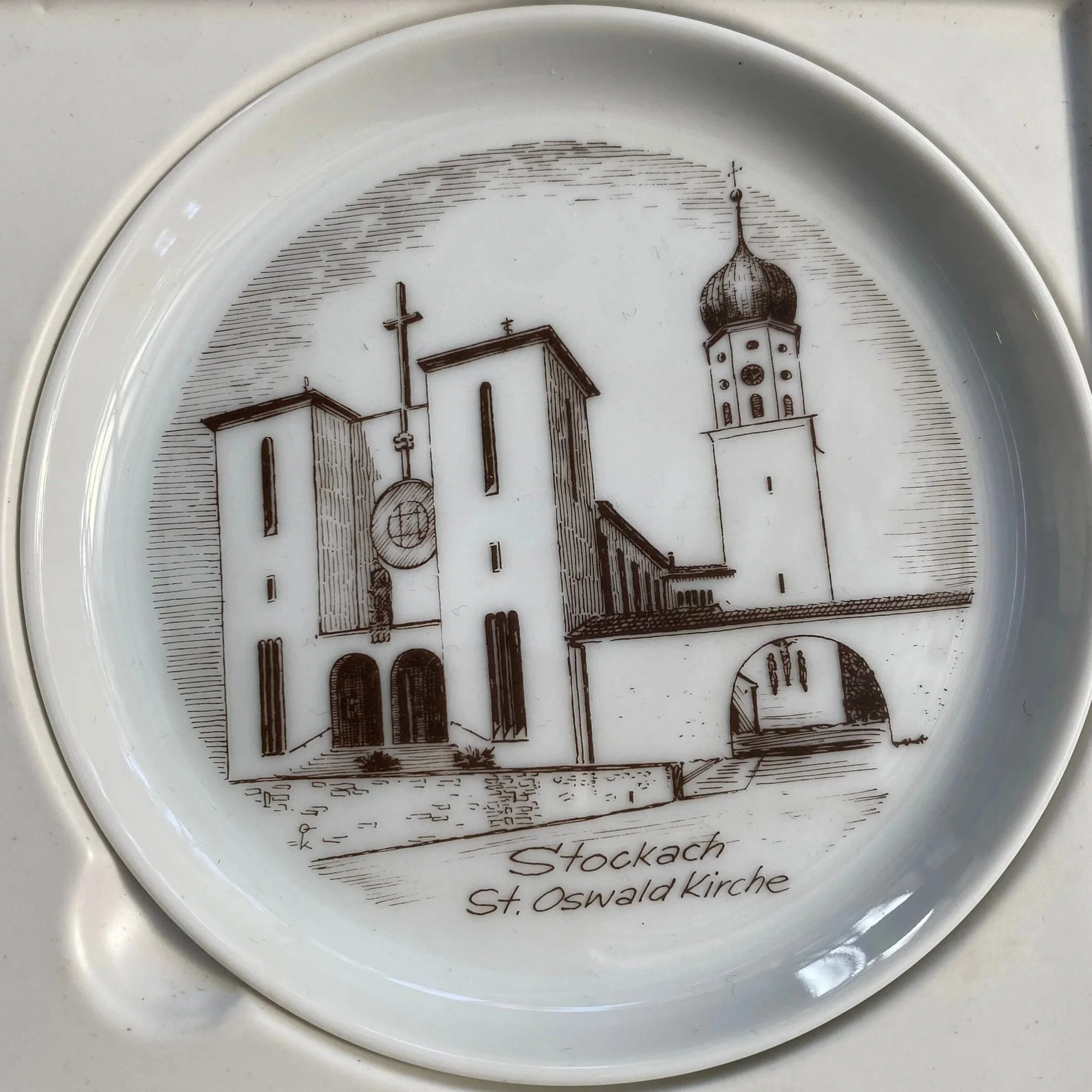 Stockach “St. Oswaldkirche” plate – church with tower