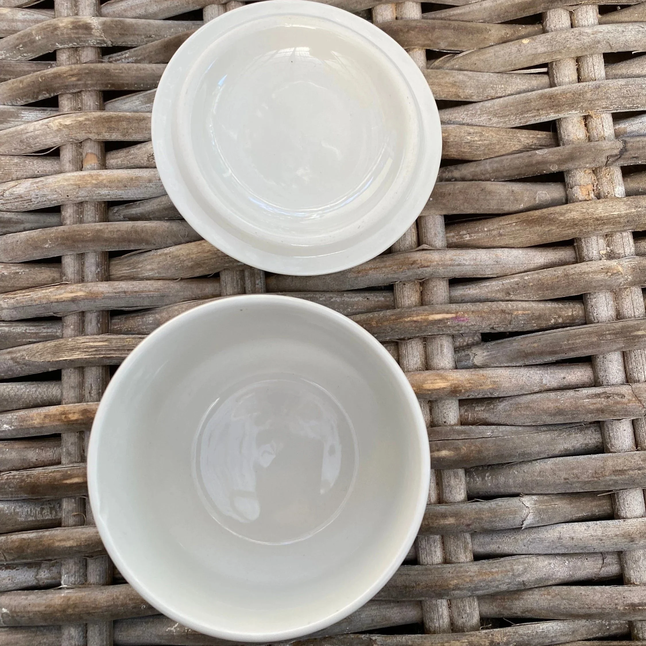 Top-down view of bowl and lid separated