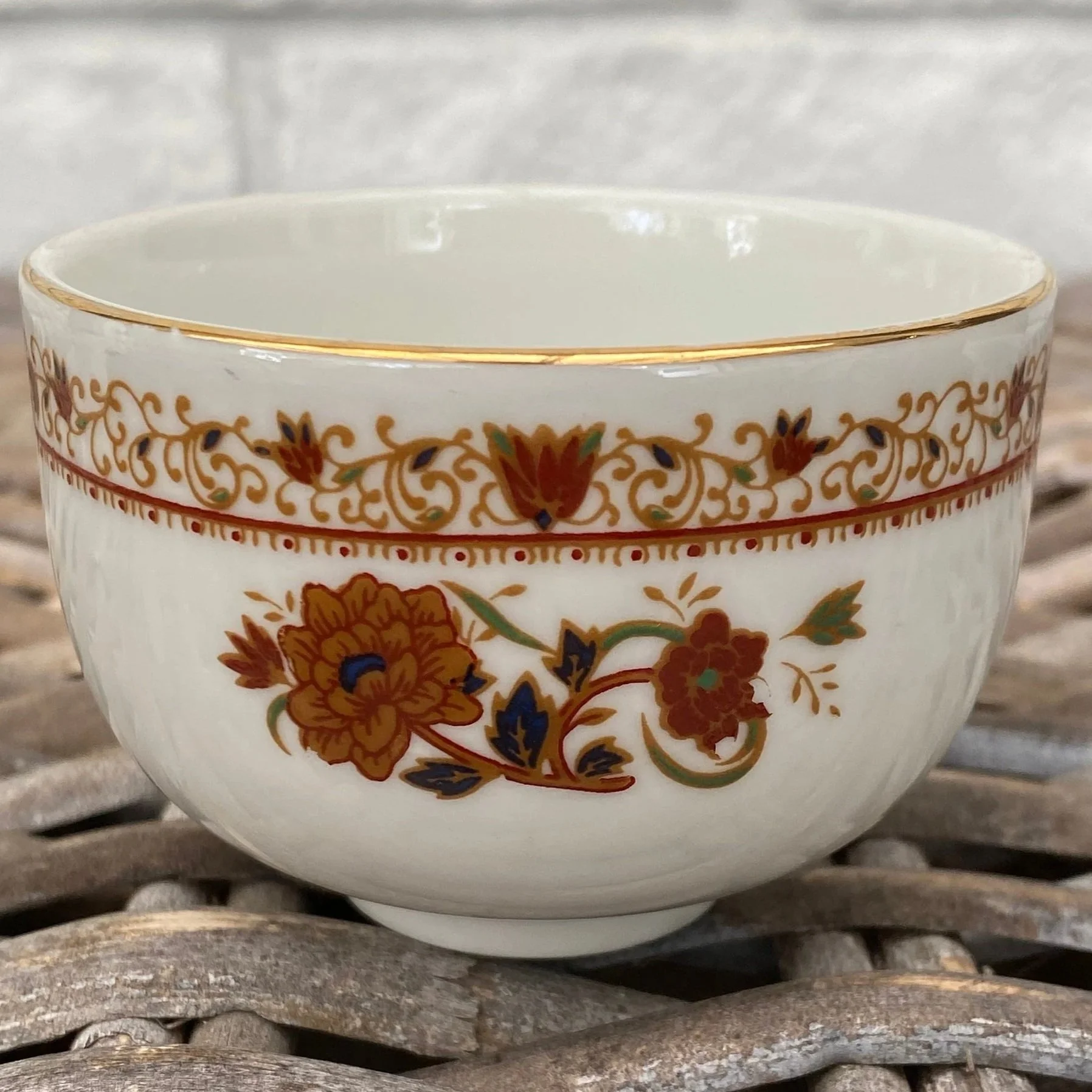 Detail of rice bowl showing lotus band and floral panel