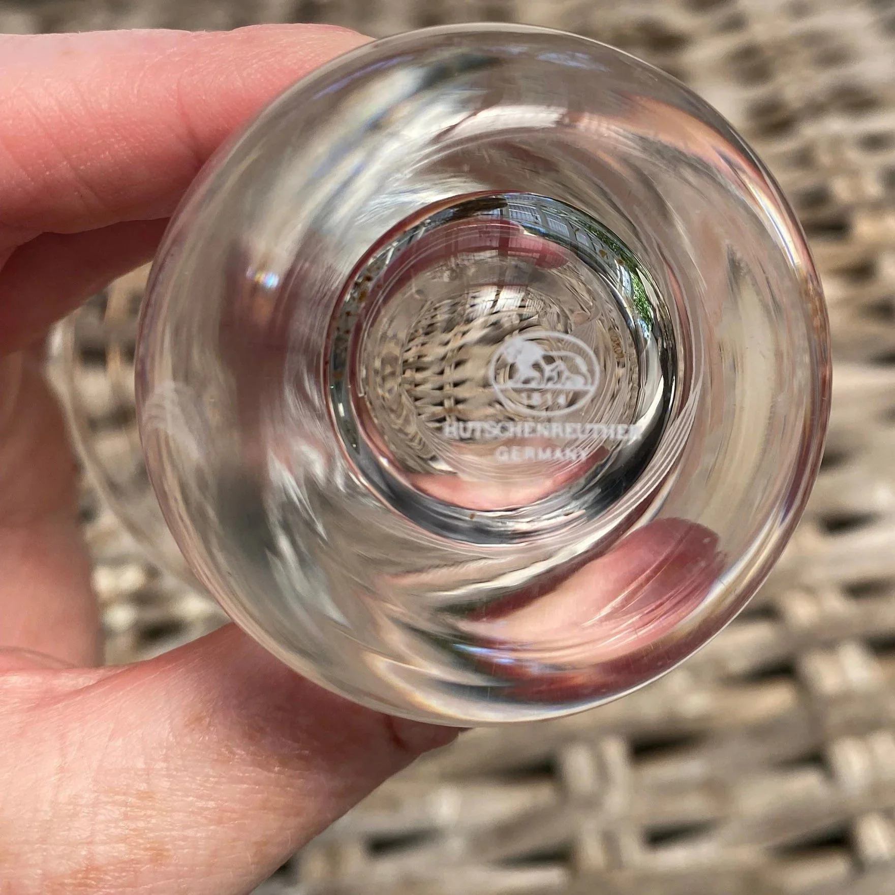 Rear view of vase showing etching detail and form