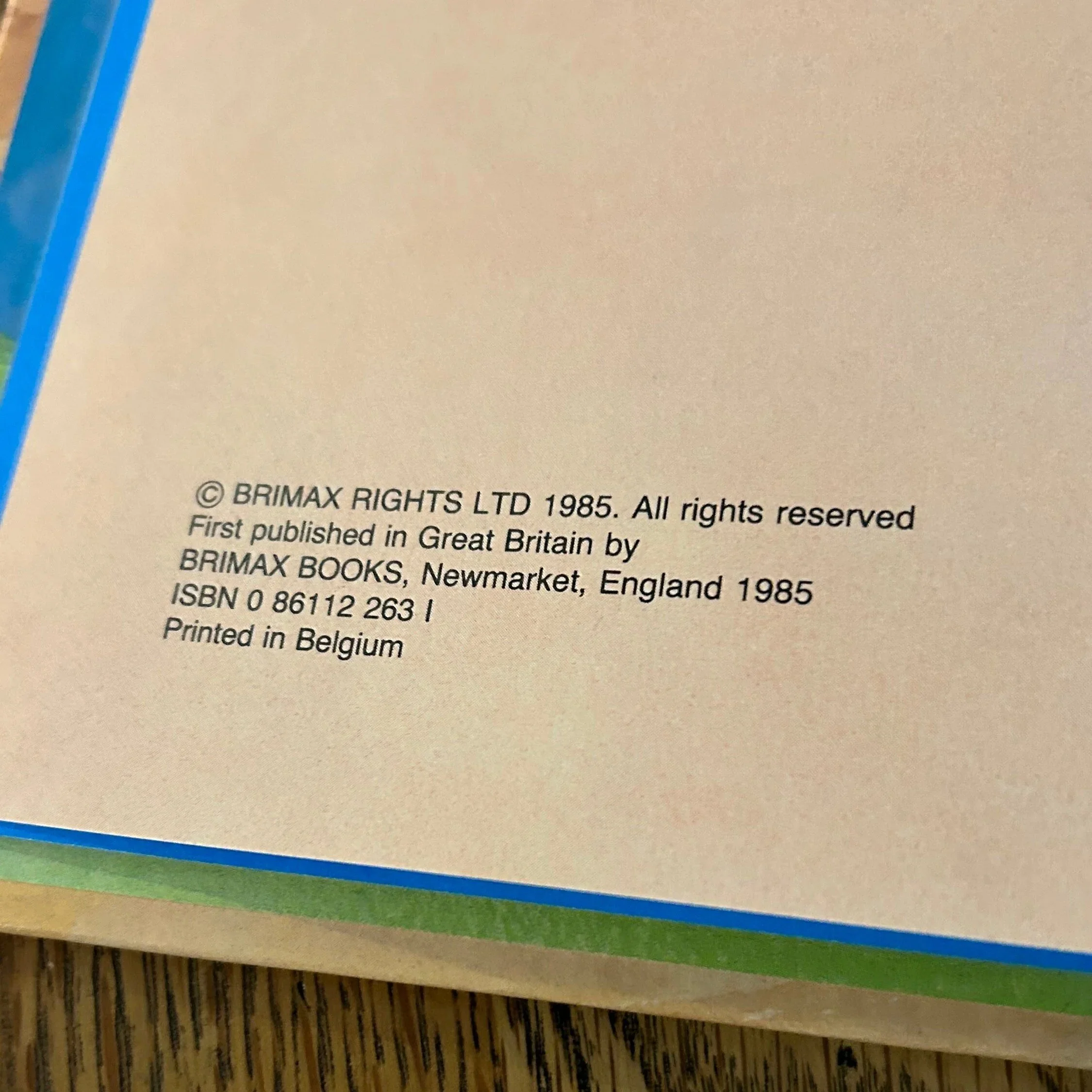 Close-up of copyright page – Brimax Rights Ltd, 1985