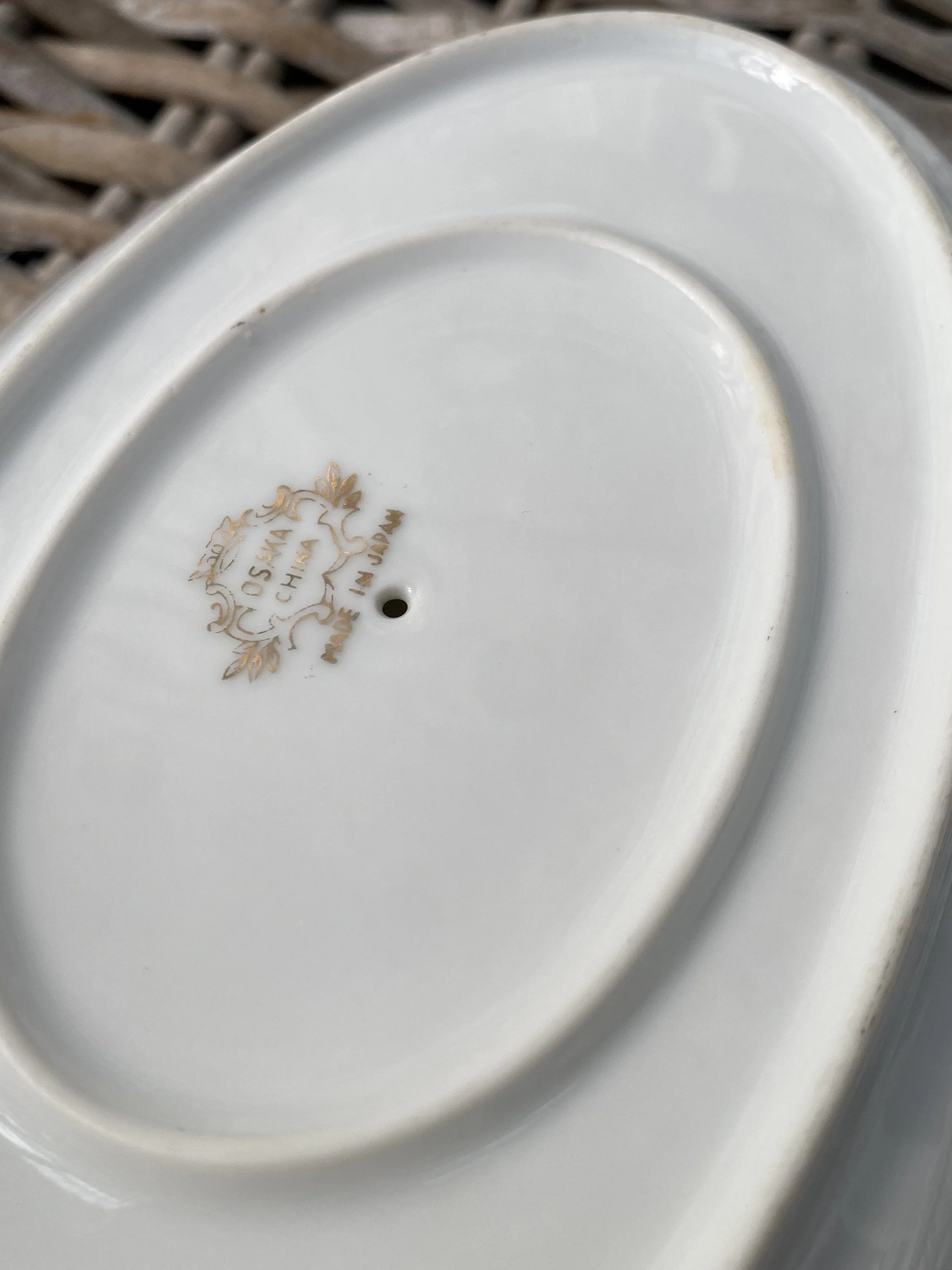 Base of gravy boat showing maker’s mark