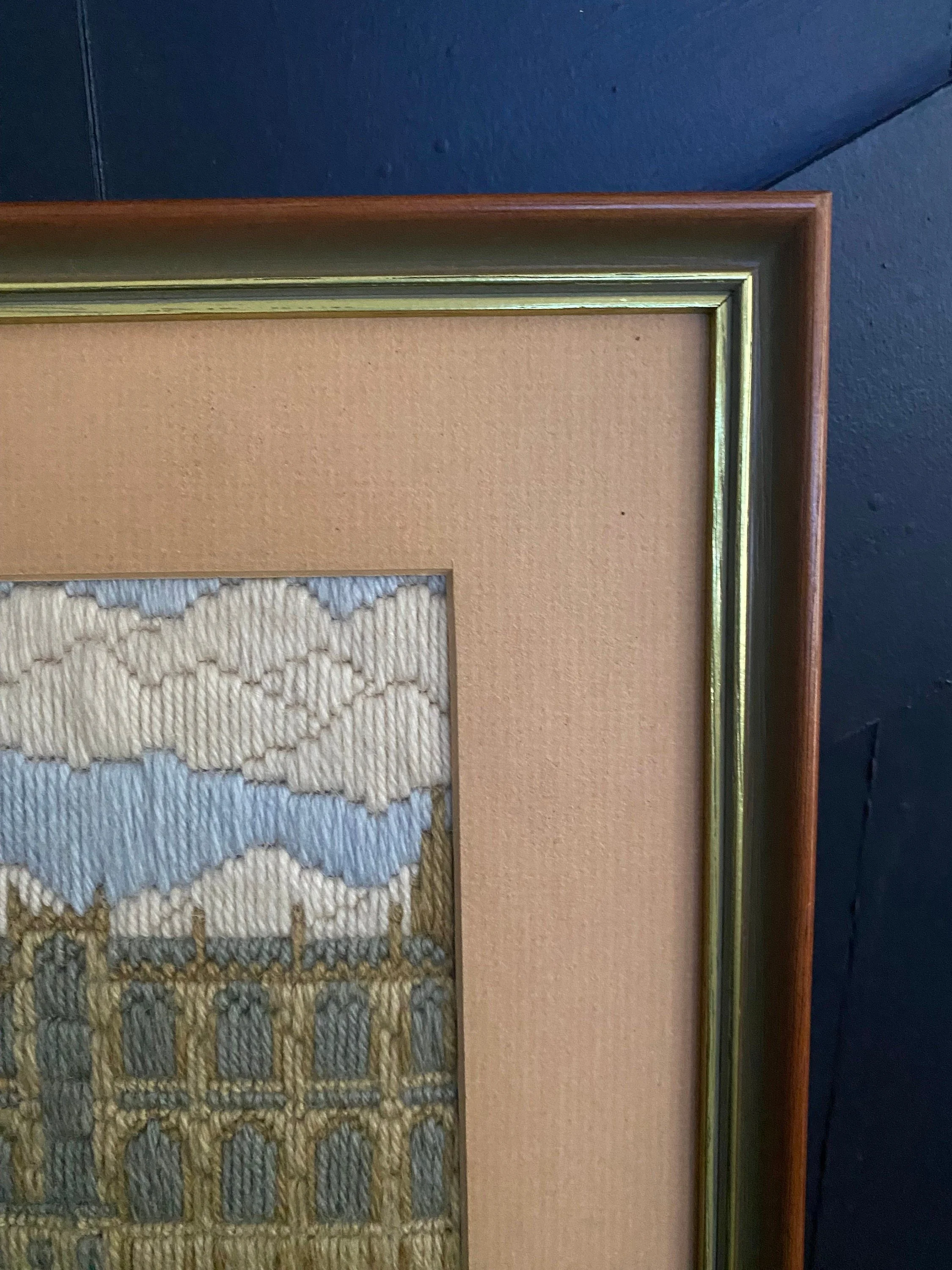 Detail of the central upper section of the stitched cathedral scene with clouds and architectural features