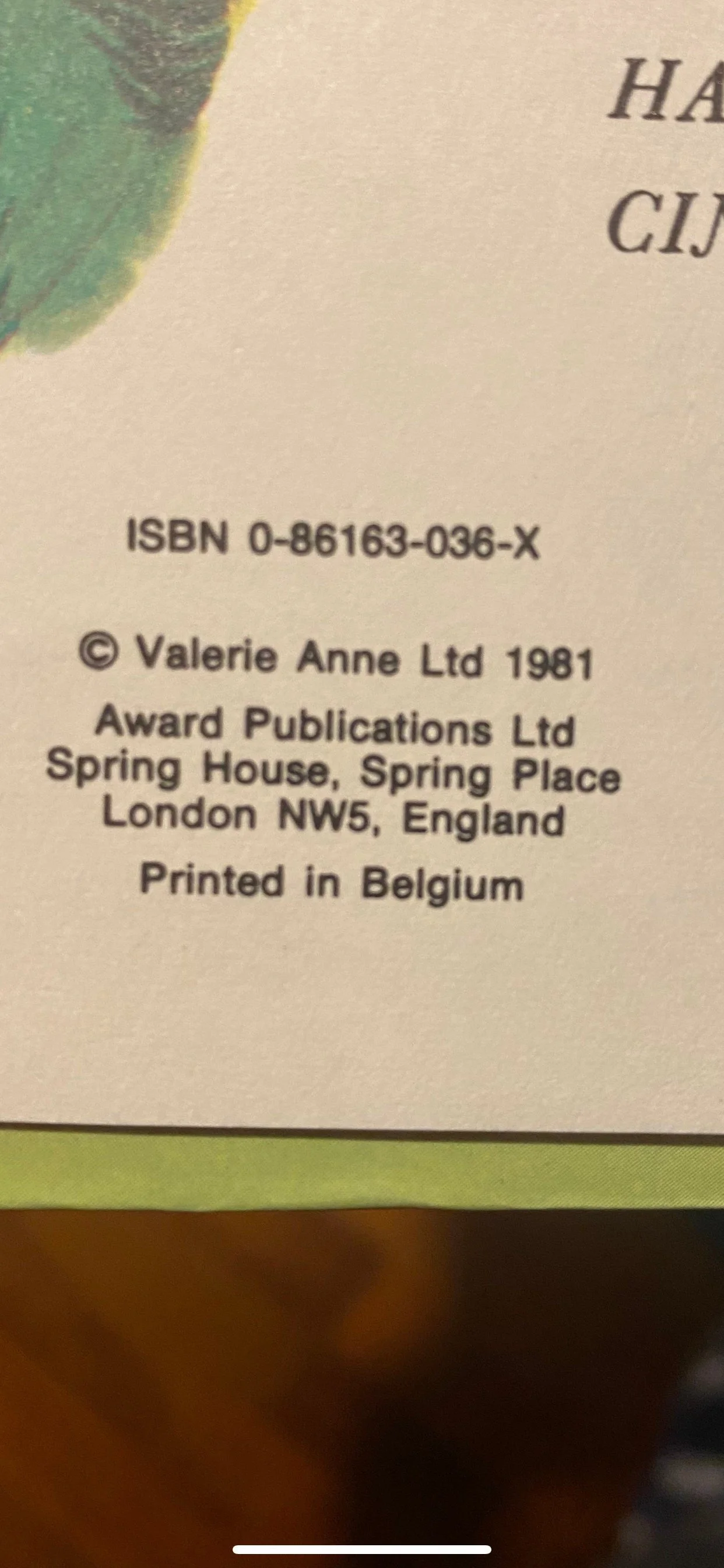 ISBN and publishing info from Valerie Anne Ltd., 1981