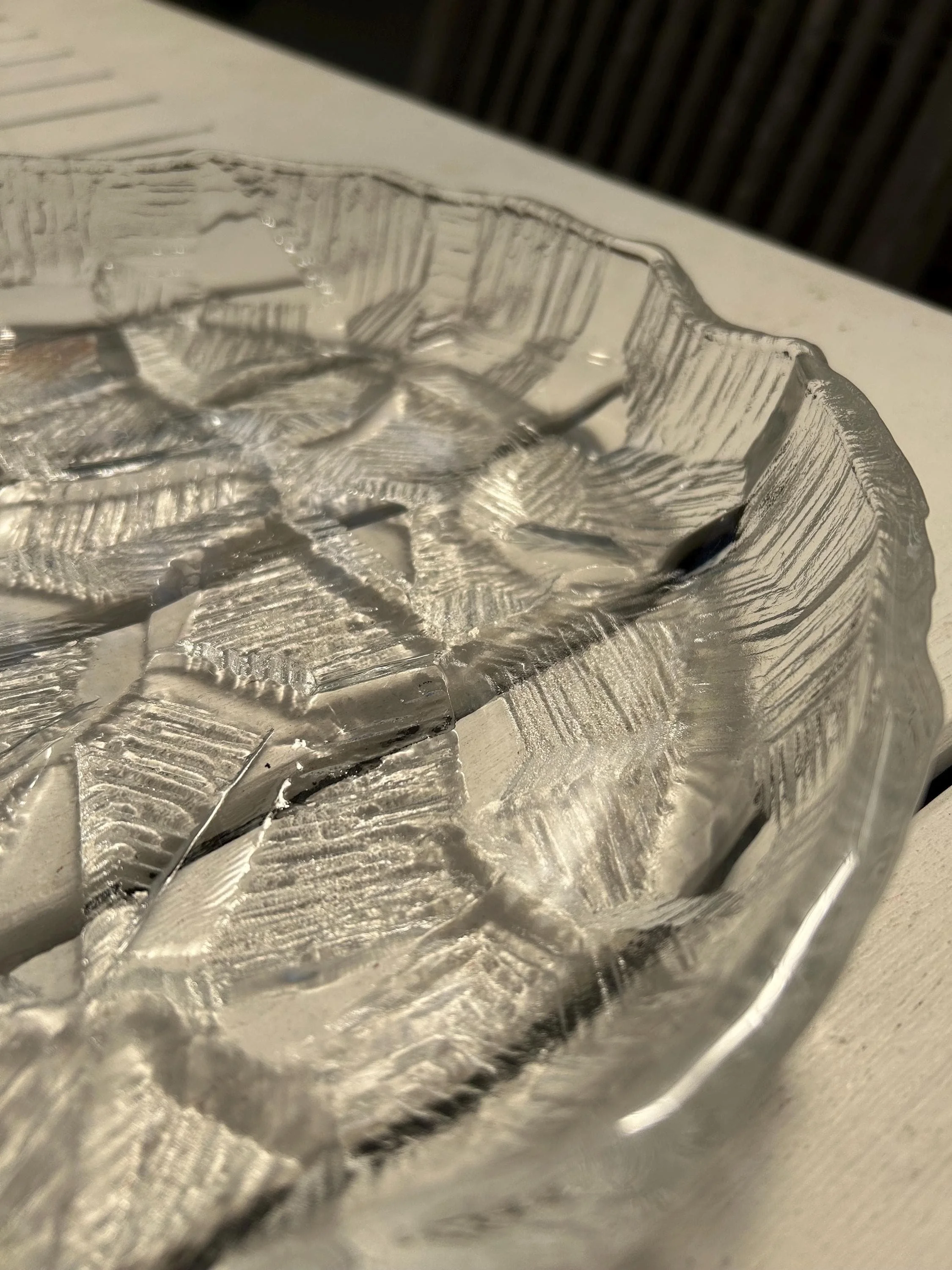 Close-up of interior texture and faceted surface detail