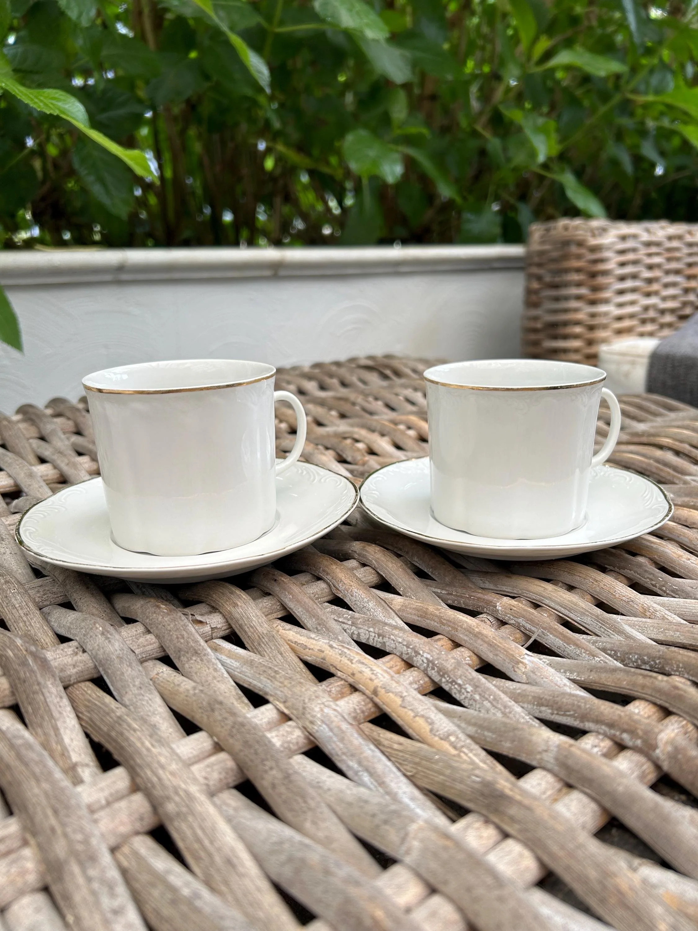 ARPO de Argeș Cup & Saucer Set | White & Gold Romanian Porcelain | 1970s Vintage