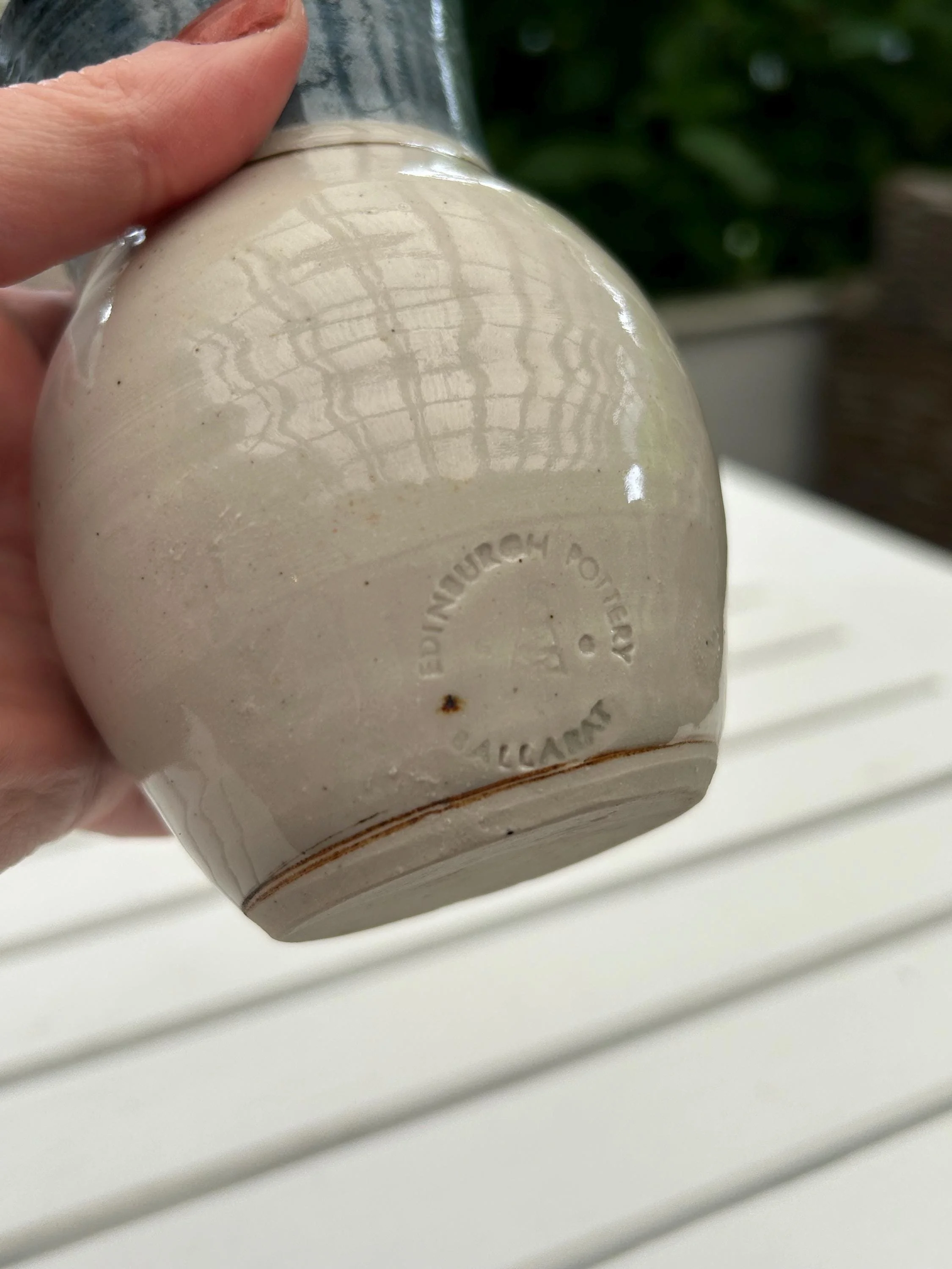 Bottom view showing impressed Edinburgh Pottery maker's mark