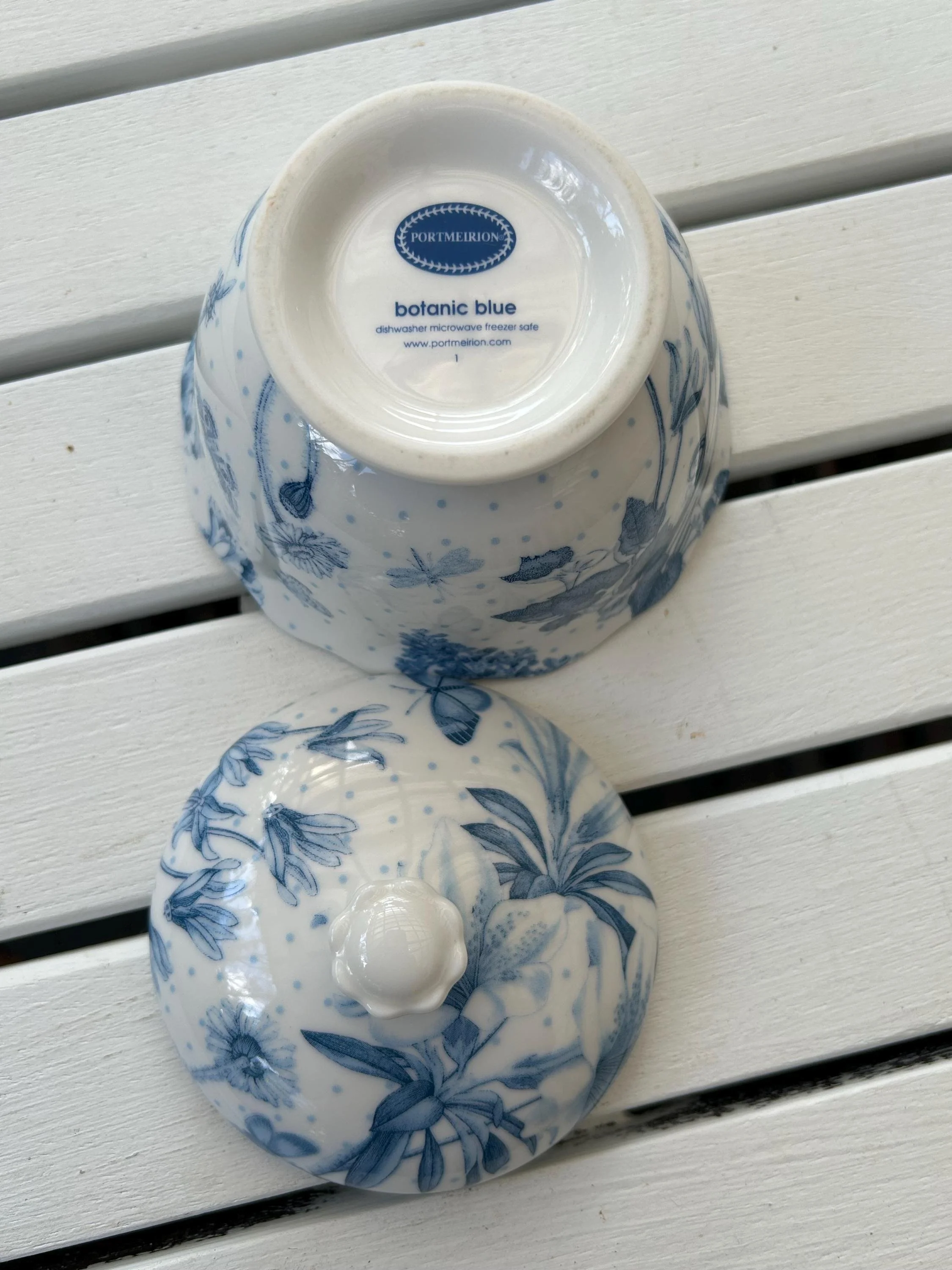 Underside of bowl showing Portmeirion backstamp and series name
