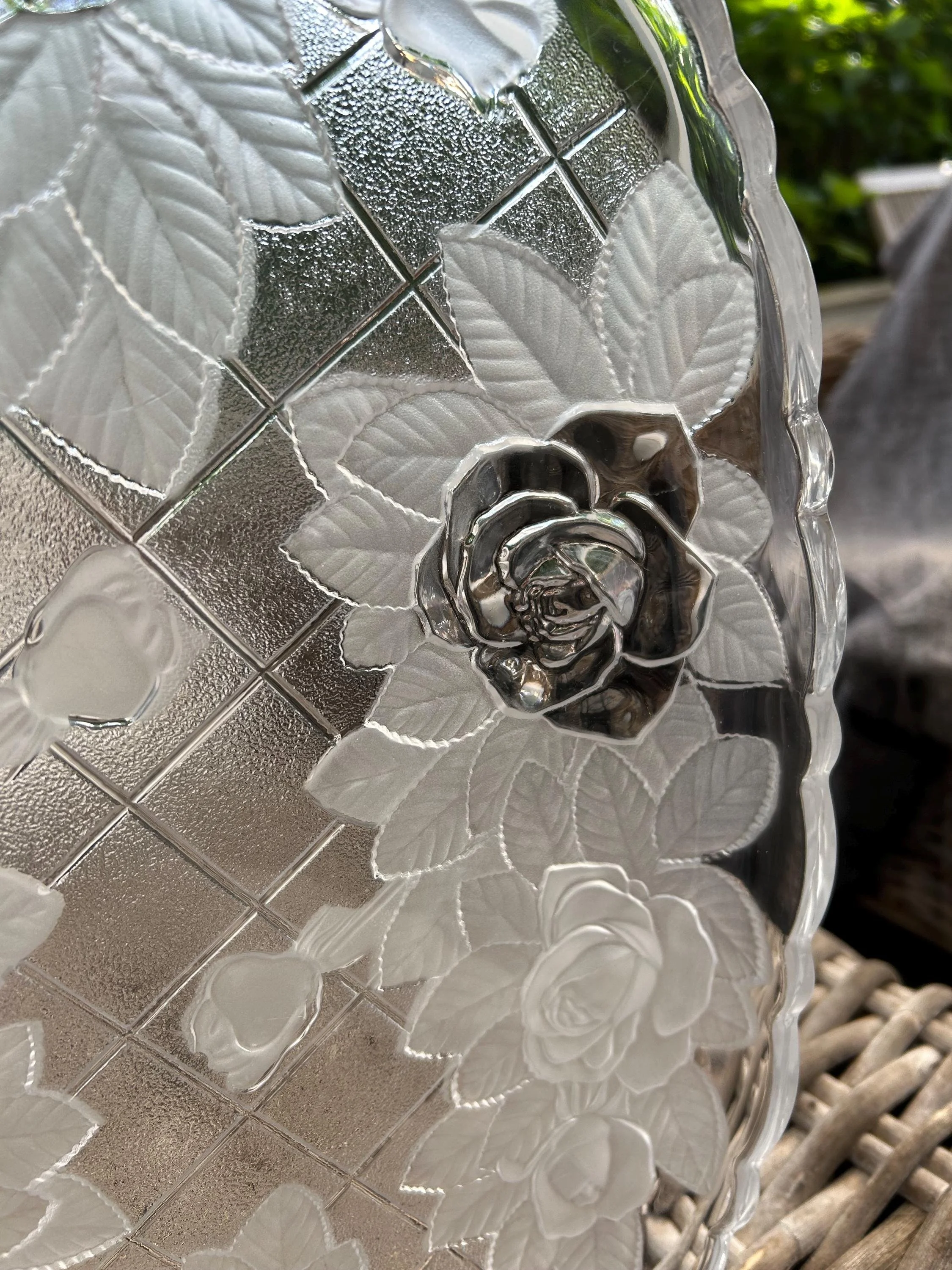 Detail of raised rose design – showcasing texture and clarity