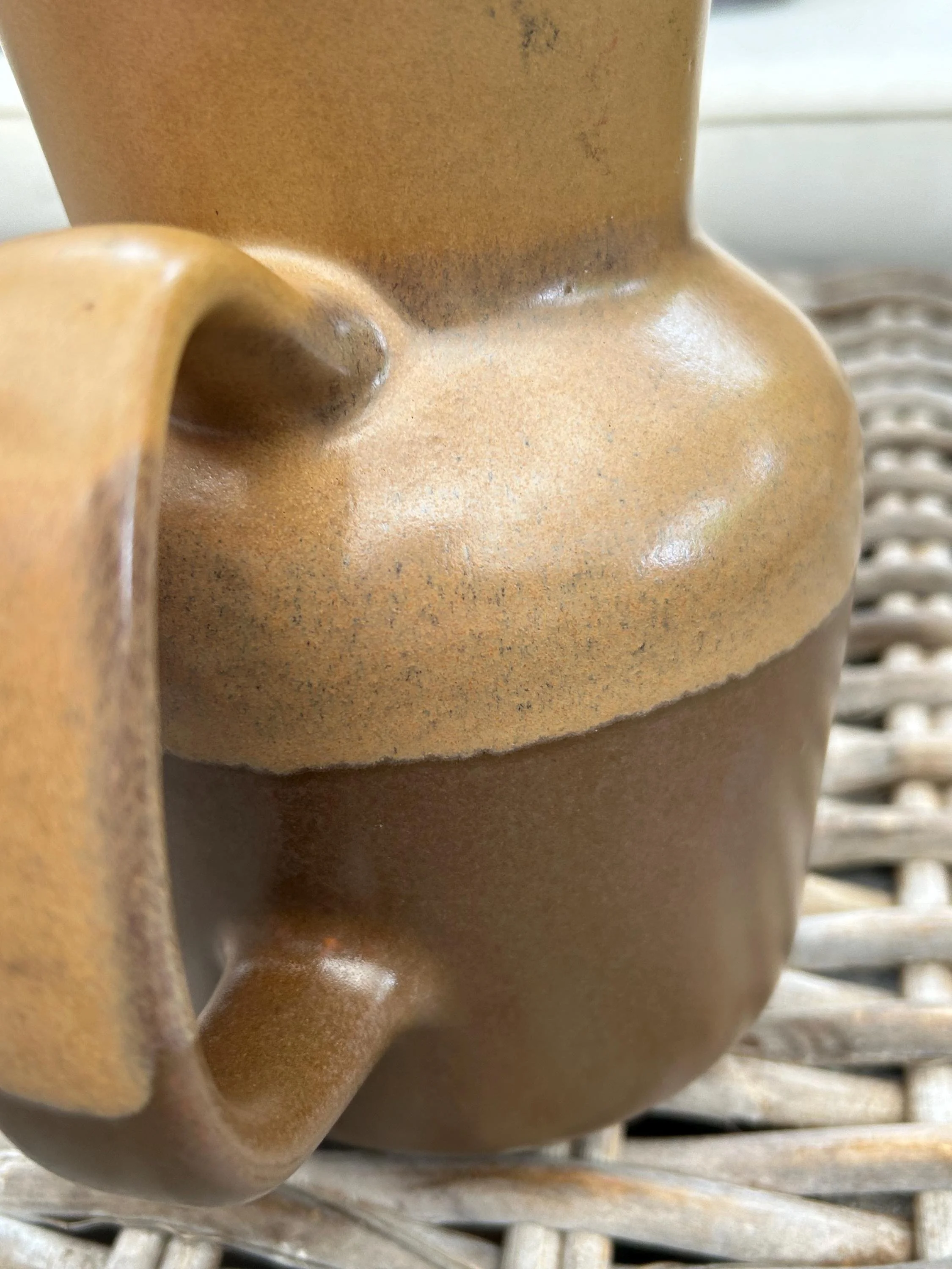 Detail of handle and midsection showing natural glaze transition