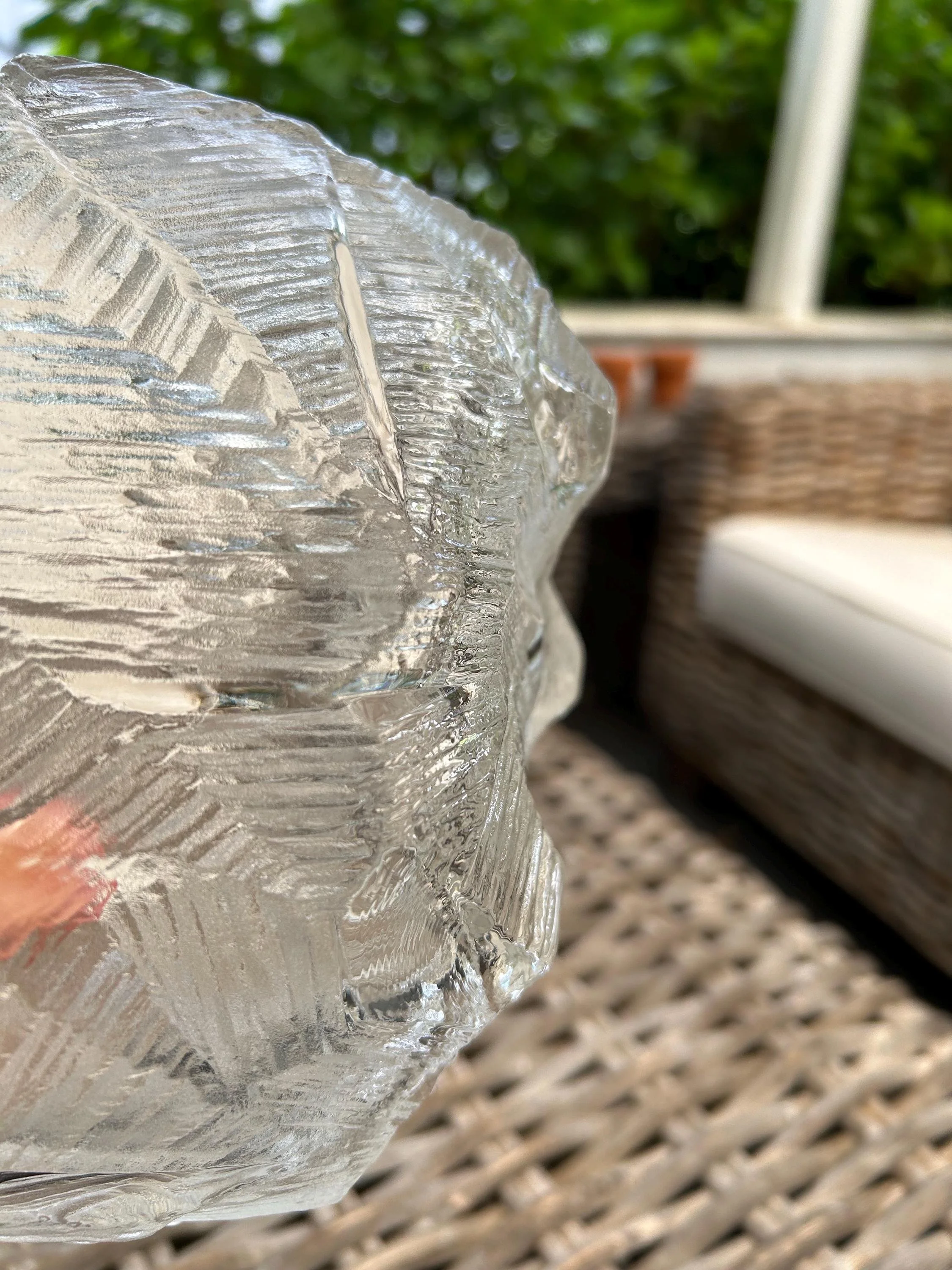 Angled close-up showing bowl thickness and clarity