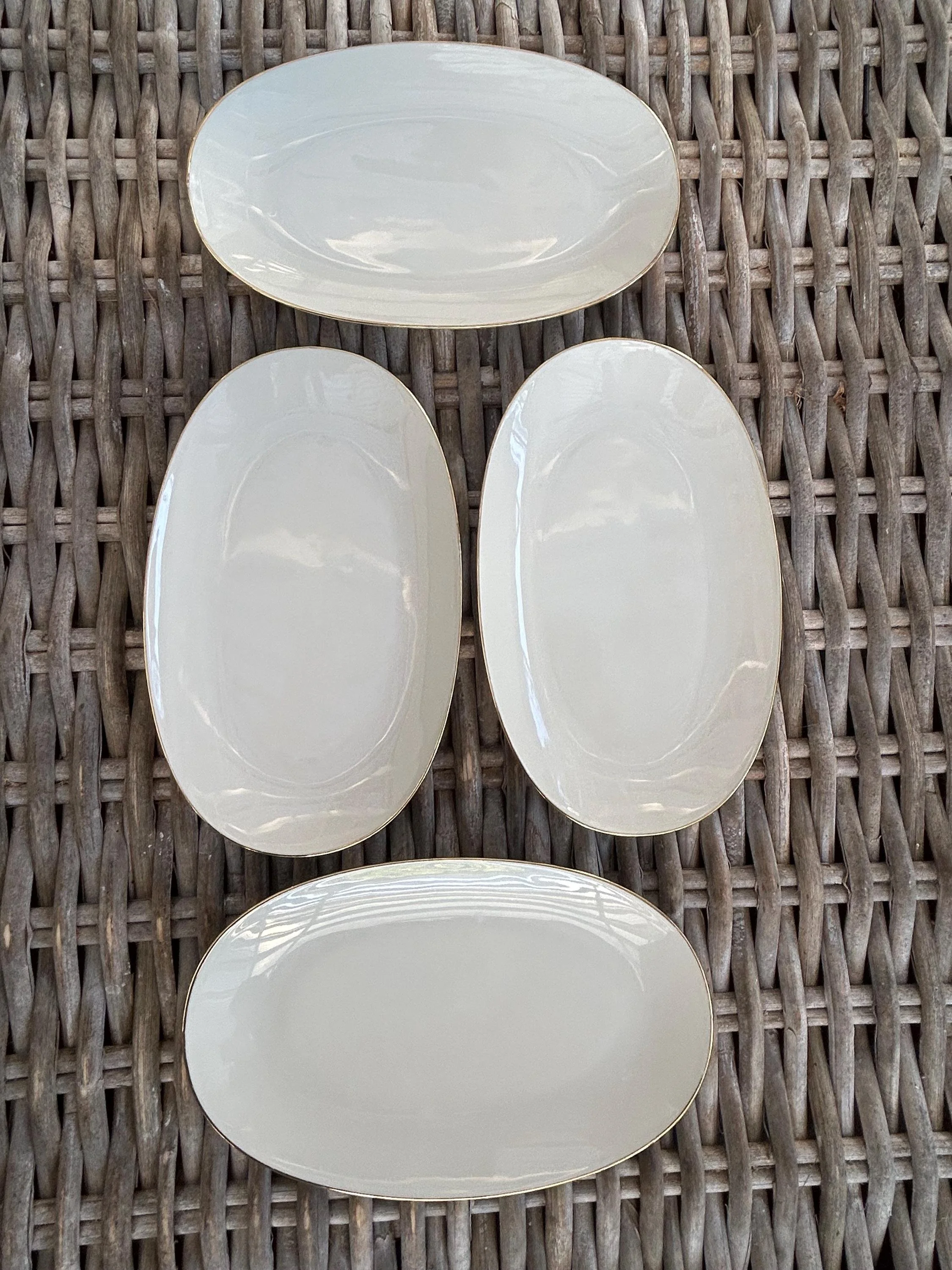 Overhead view showing all four oval plates arranged together.