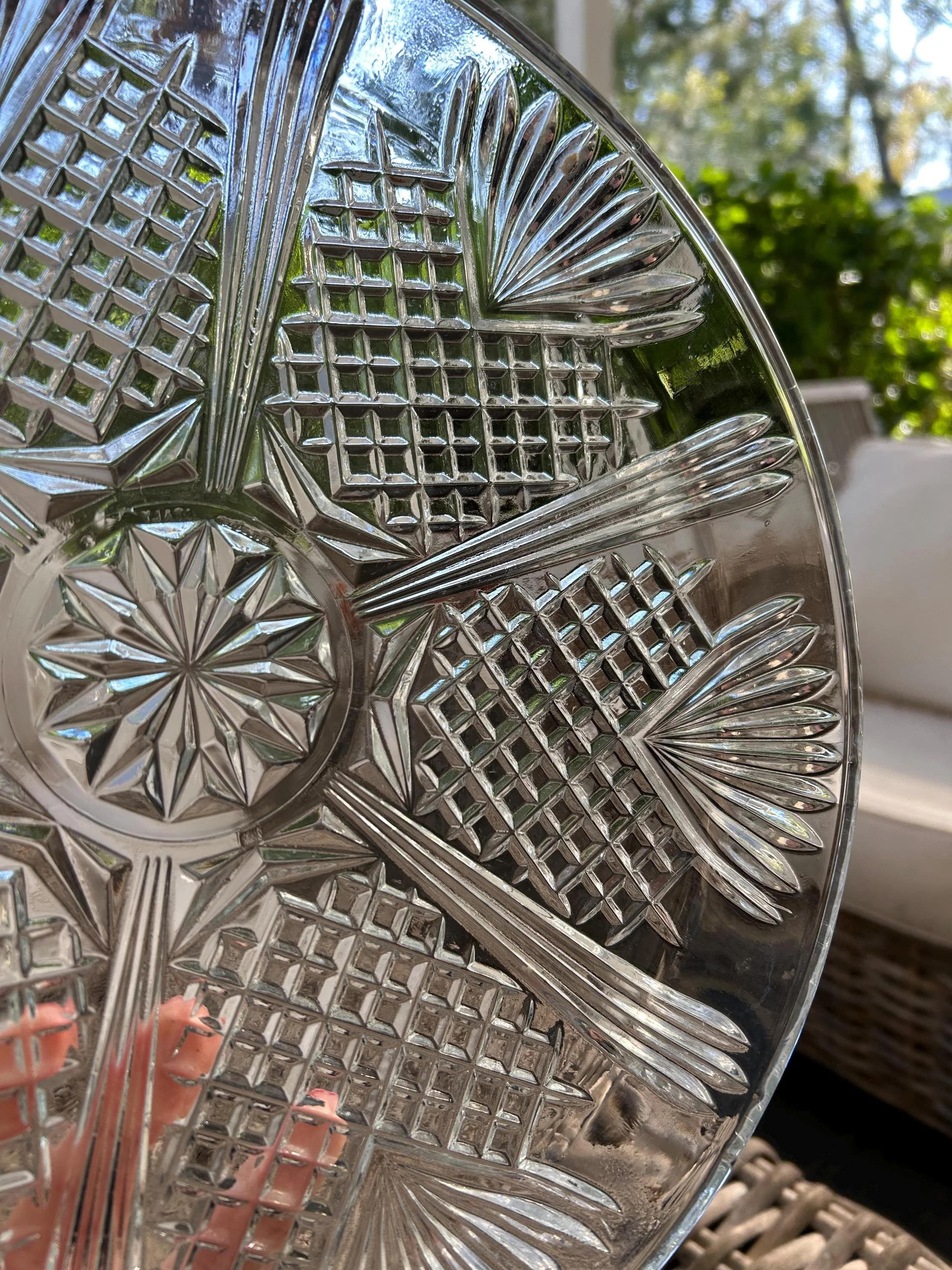 Side detail showing lattice and fan pattern.