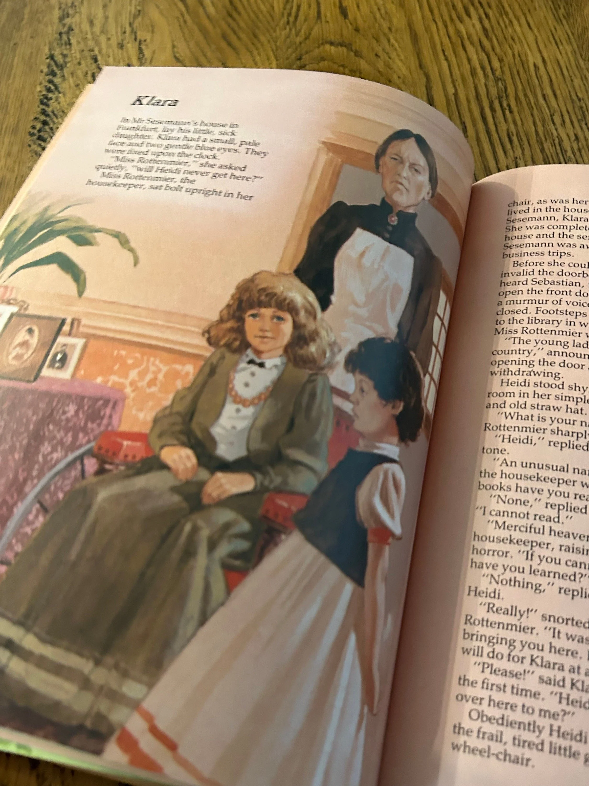 Interior page showing illustration of Klara with descriptive text