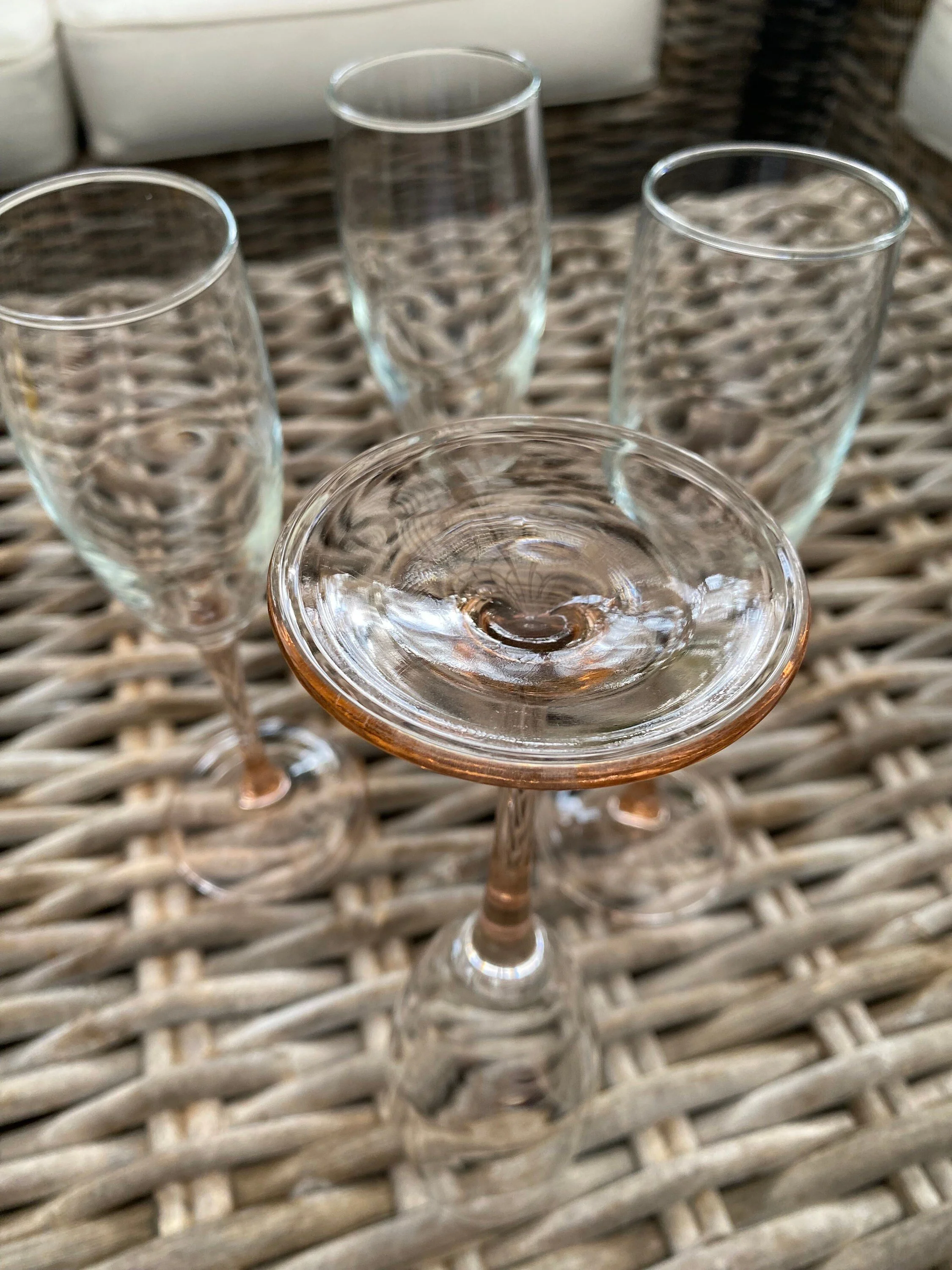 Overhead view showing circular base and glass clarity