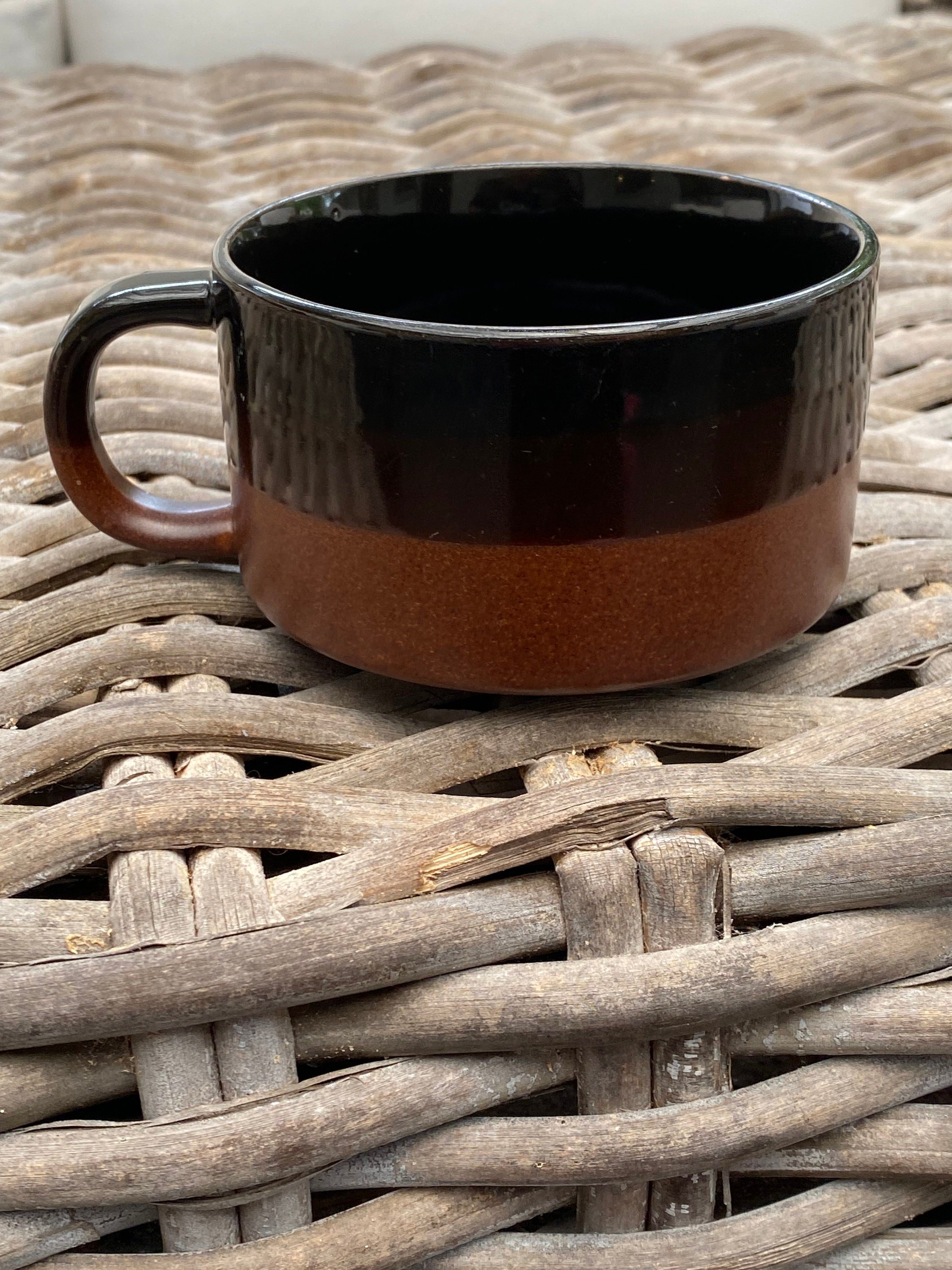 Angled view showing handle and exterior glaze texture